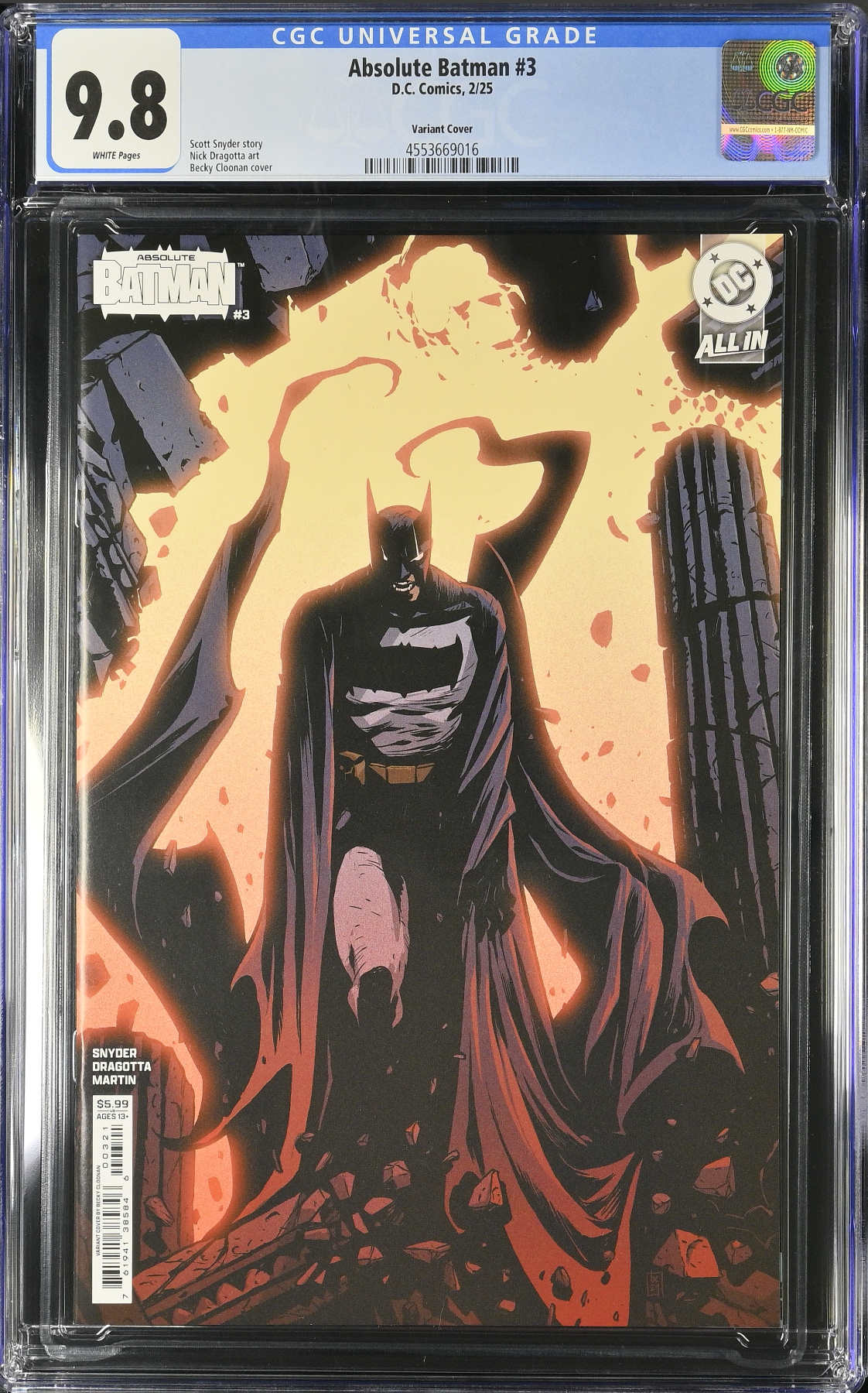 Absolute Batman #3 Cloonan Variant CGC 9.8