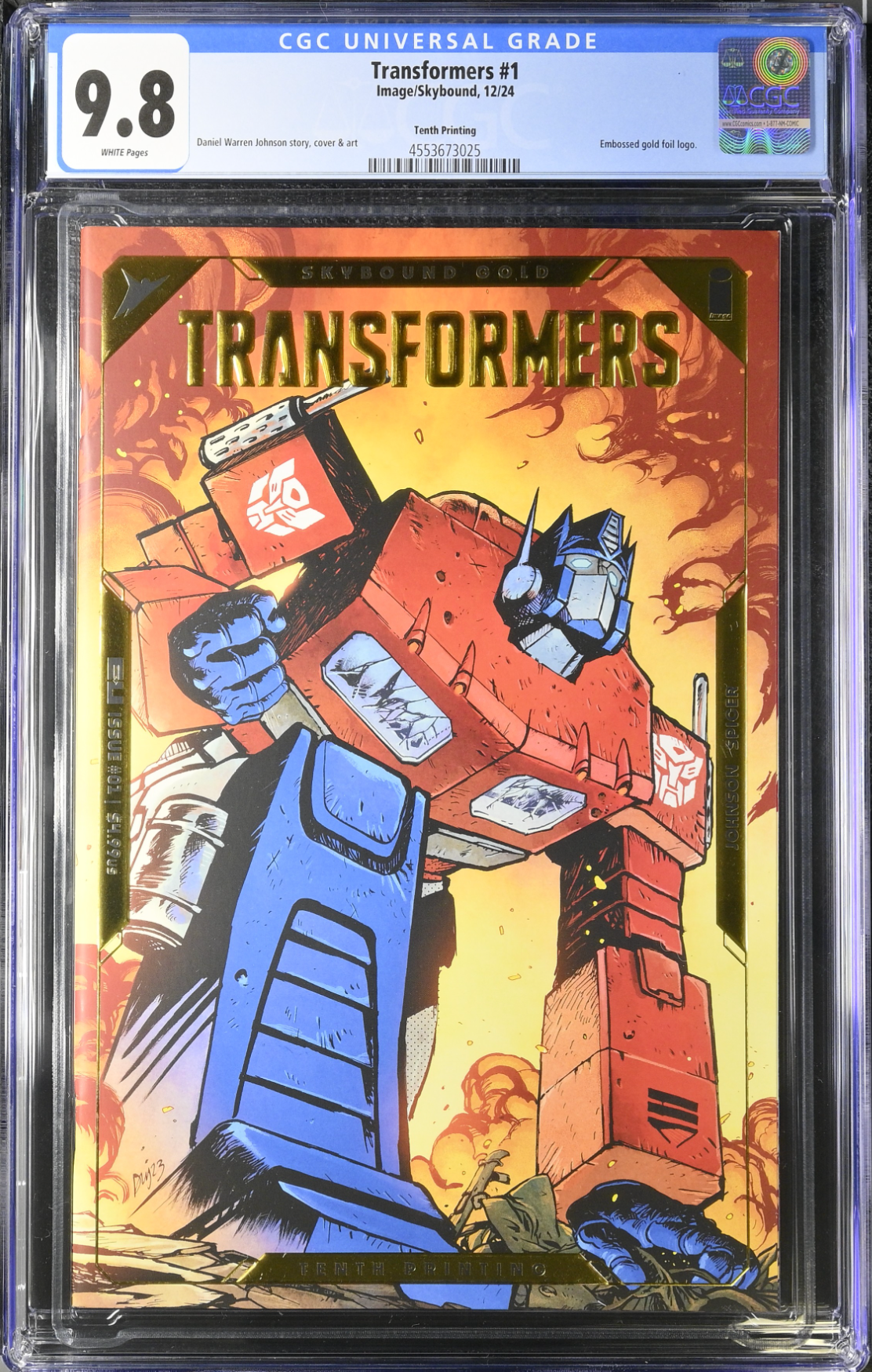 Transformers #1 Tenth Printing - Cover A - Optimus Prime Gold Foil CGC 9.8