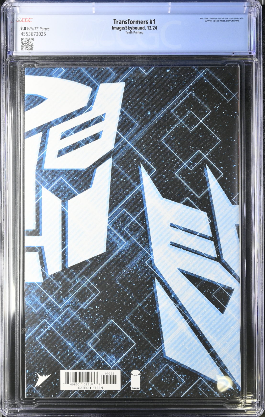 Transformers #1 Tenth Printing - Cover A - Optimus Prime Gold Foil CGC 9.8