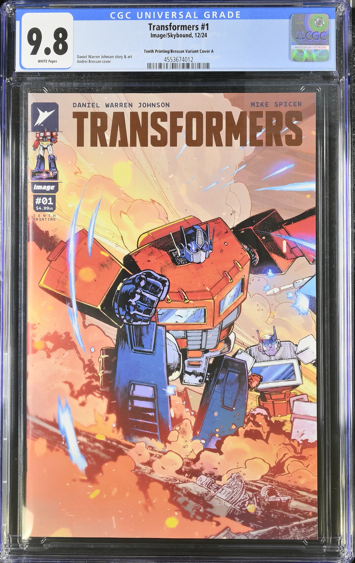 Transformers #1 Tenth Printing - Cover I - Bressan Optimus Prime Connecting Variant CGC 9.8