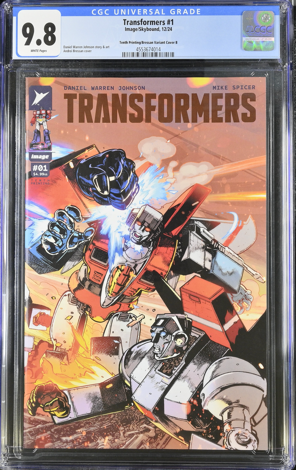 Transformers #1 Tenth Printing - Cover J - Bressan Starscream Connecting Variant CGC 9.8