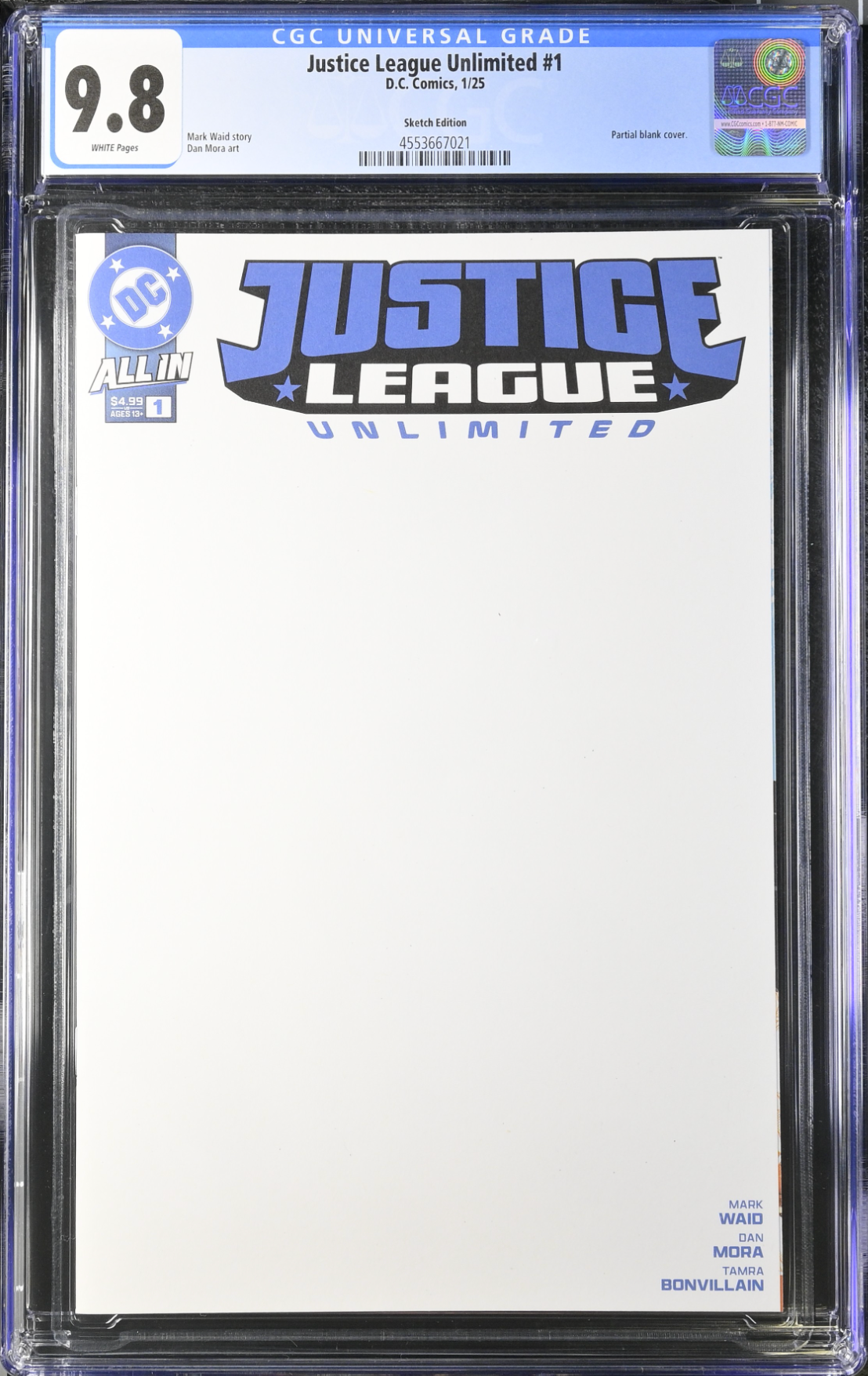 Justice League Unlimited #1 Blank Sketch Variant CGC 9.8