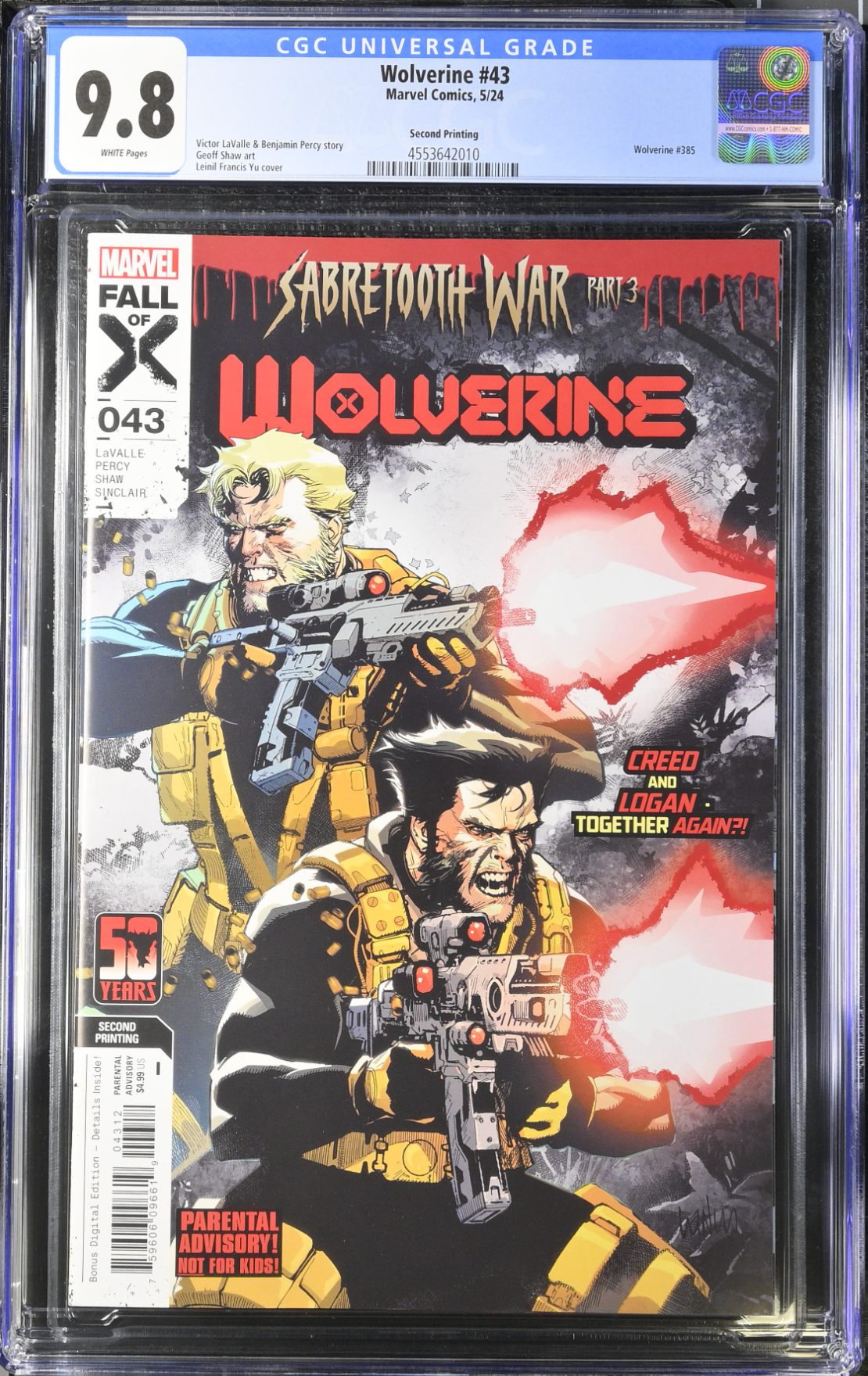 Wolverine #43 Second Printing CGC 9.8