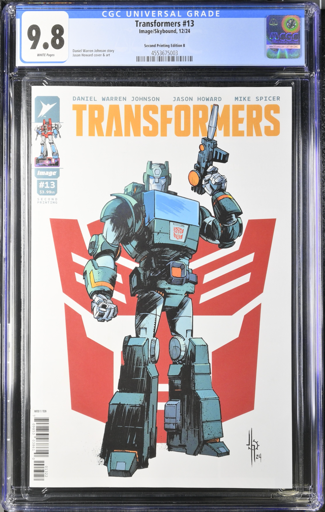 Transformers #13 Second Printing - Cover B - Autobot Variant CGC 9.8