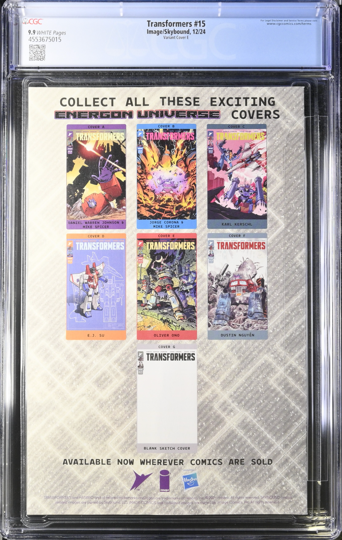 Transformers #15 Ono 1:50 Spoiler Retailer Incentive Variant CGC 9.9