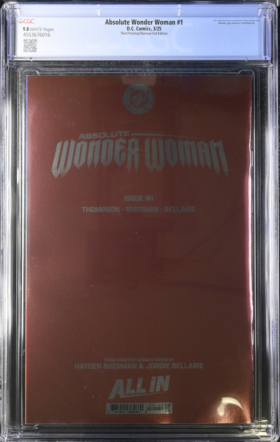 Absolute Wonder Woman #1 Third Printing Sherman Foil Variant CGC 9.8