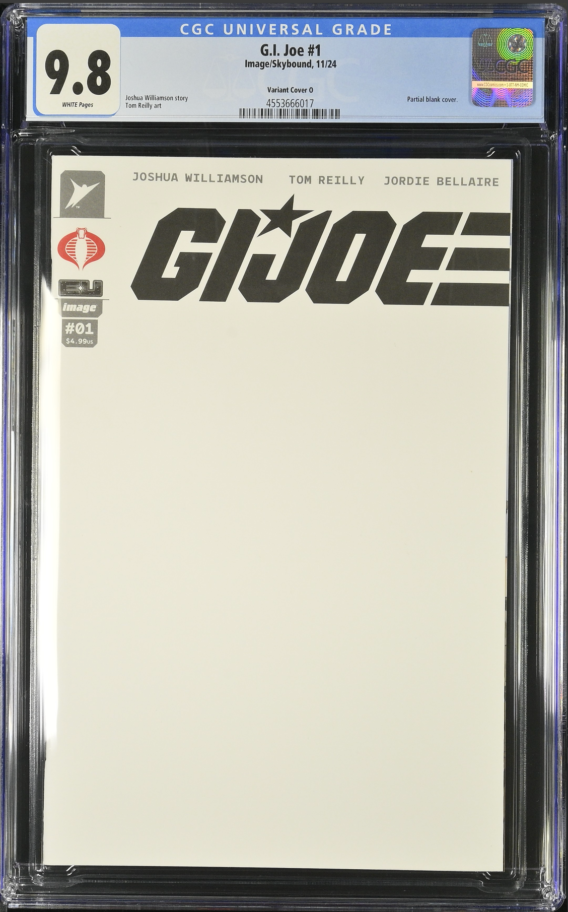 G.I. Joe #1 - Cover O - "Cobra" Blank Sketch Variant CGC 9.8