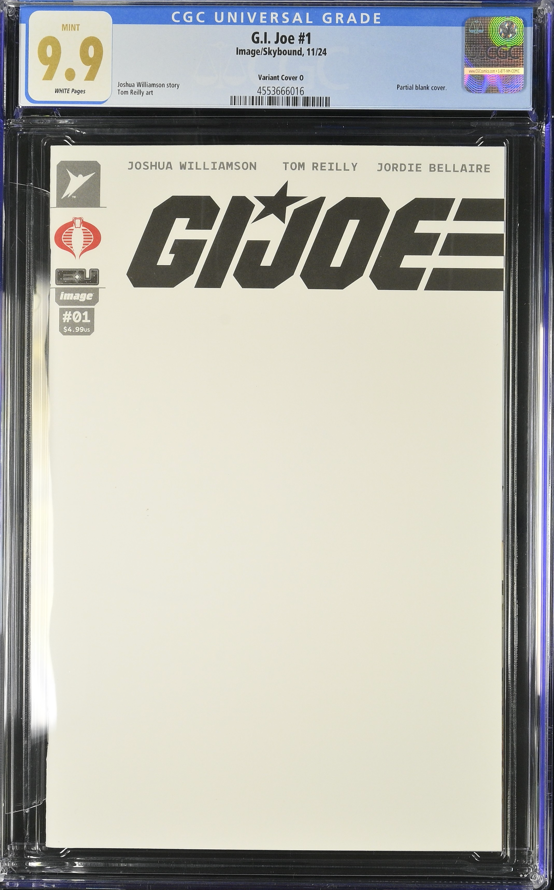 G.I. Joe #1 - Cover O - "Cobra" Blank Sketch Variant CGC 9.9