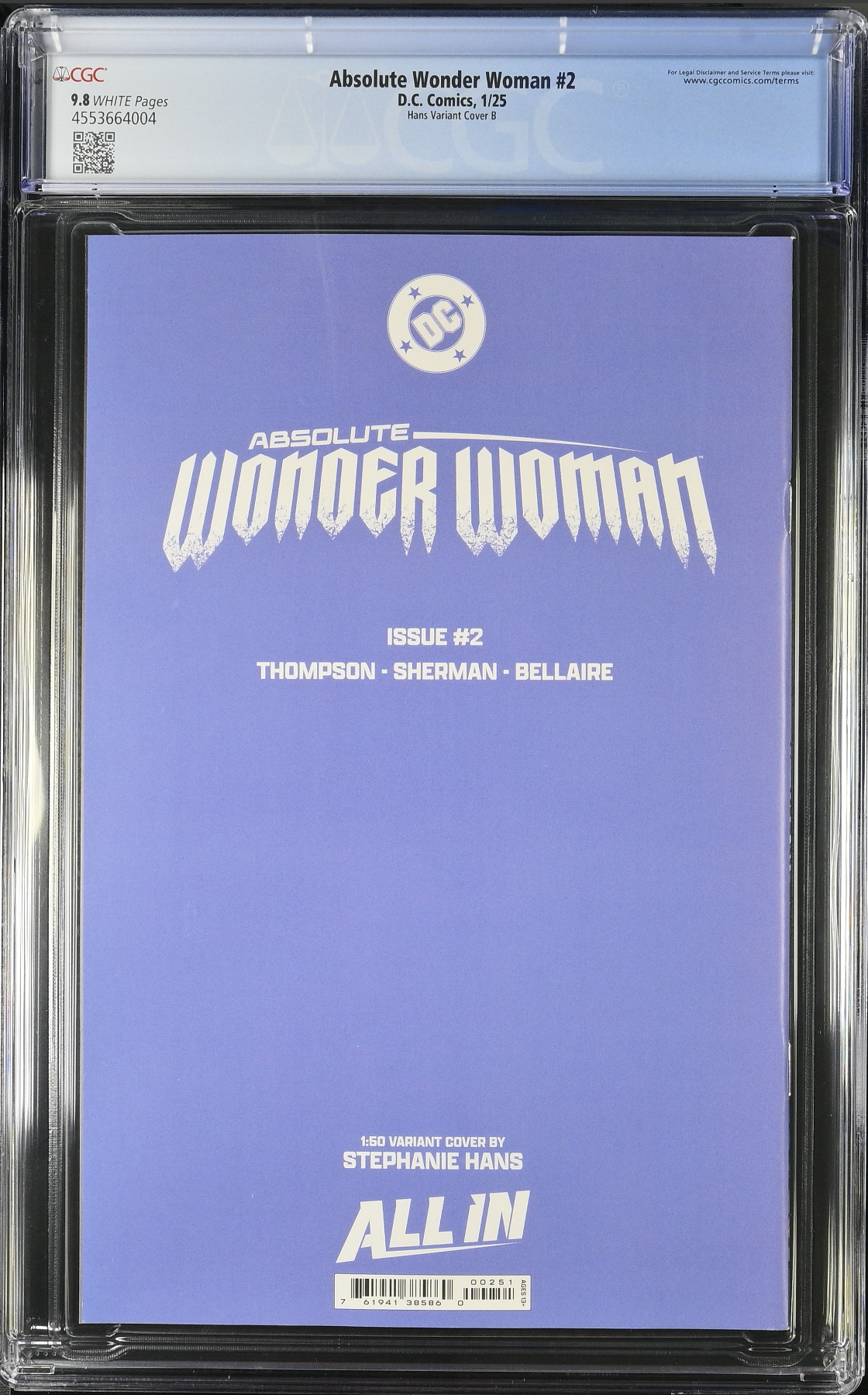 Absolute Wonder Woman #2 Hans 1:50 Retailer Incentive Variant CGC 9.8