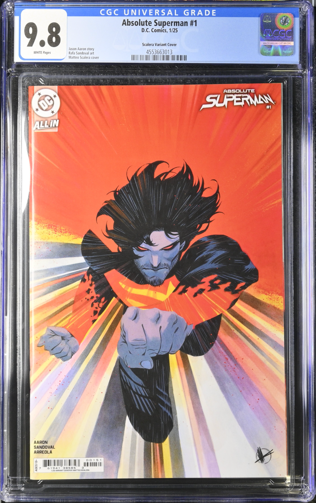 Absolute Superman #1 Scalera 1:25 Retailer Incentive Variant CGC 9.8