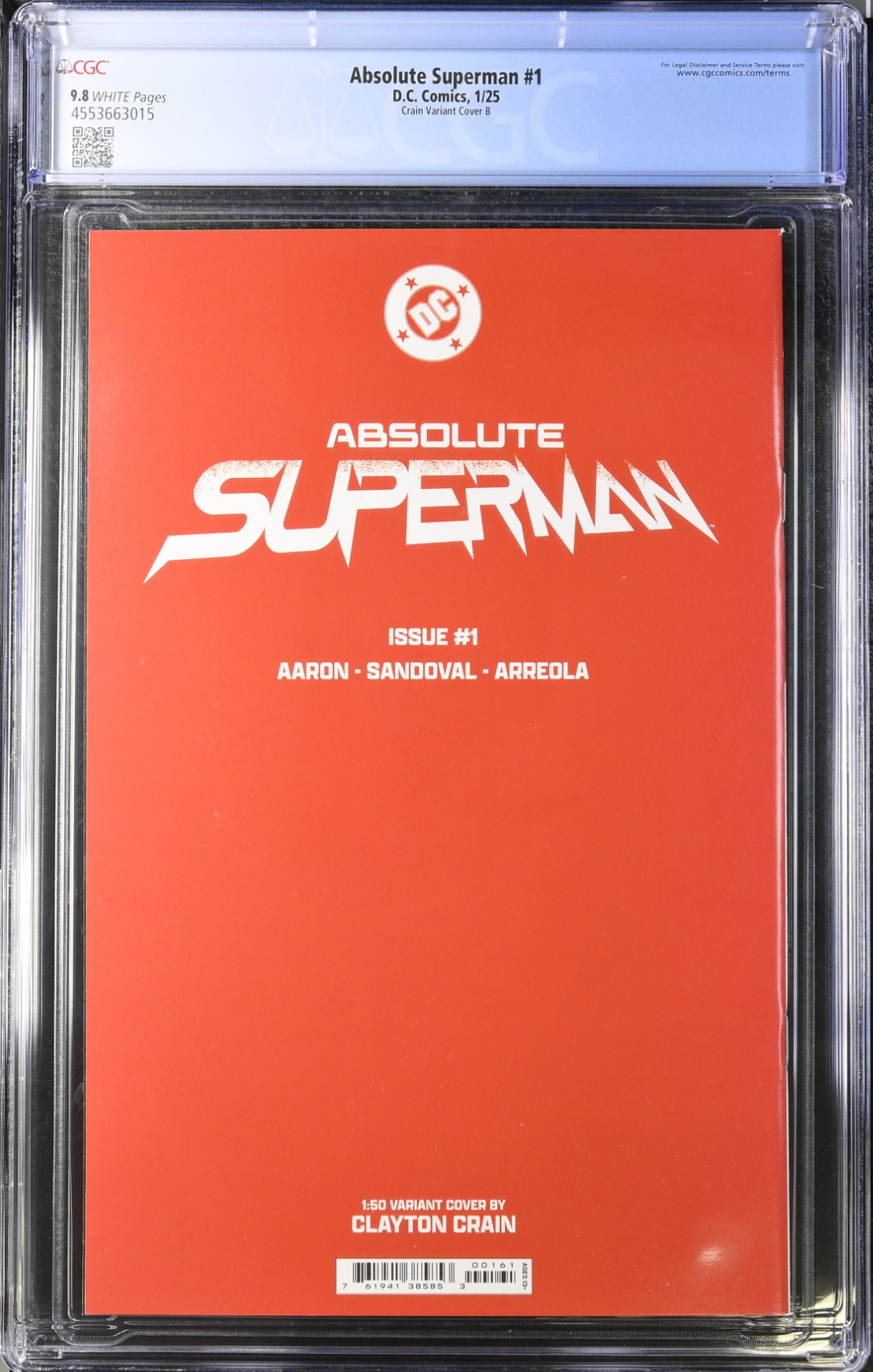 Absolute Superman #1 Crain 1:50 Retailer Incentive Variant CGC 9.8