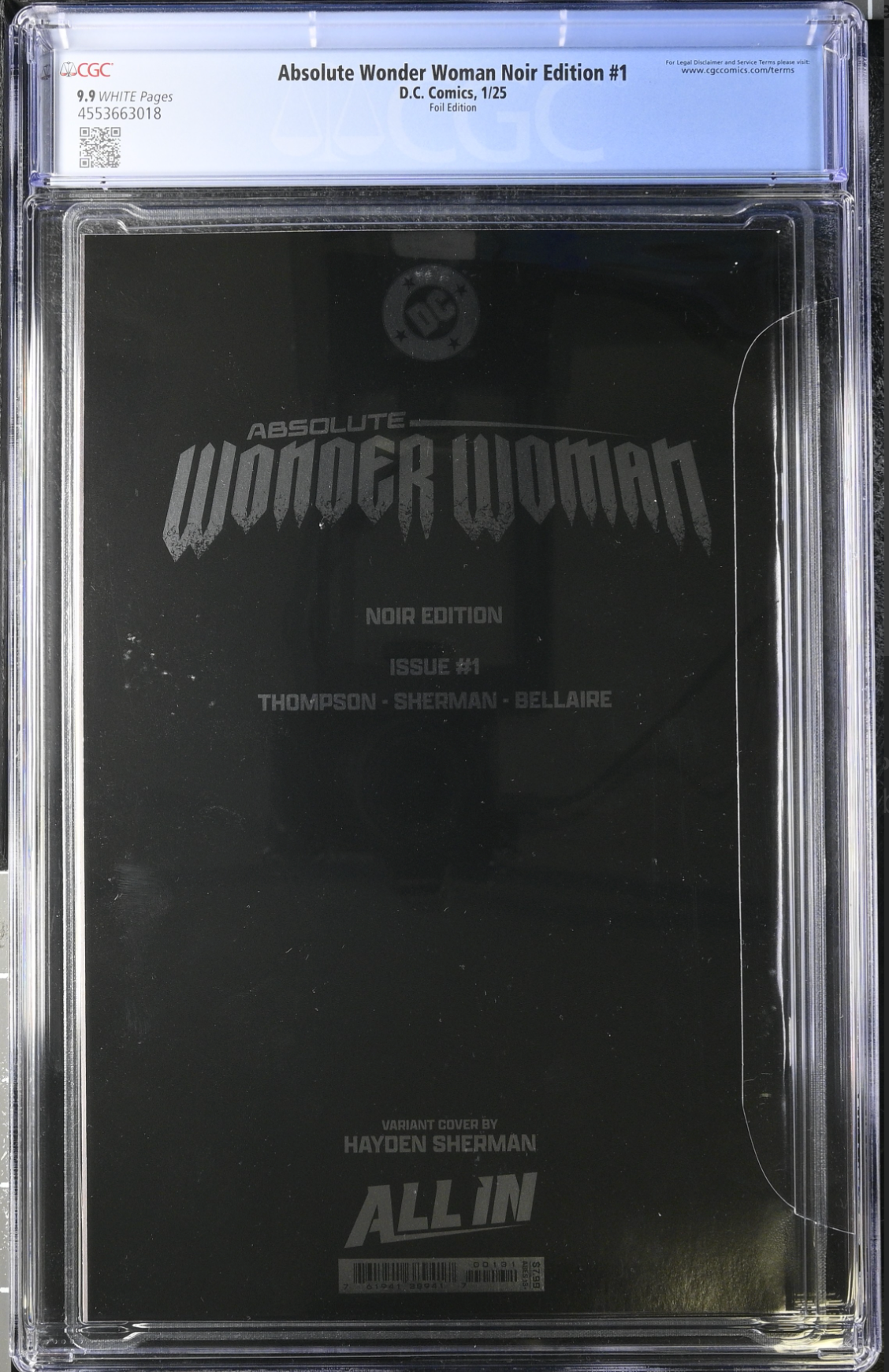 Absolute Wonder Woman Noir Edition #1 Foil Variant CGC 9.9