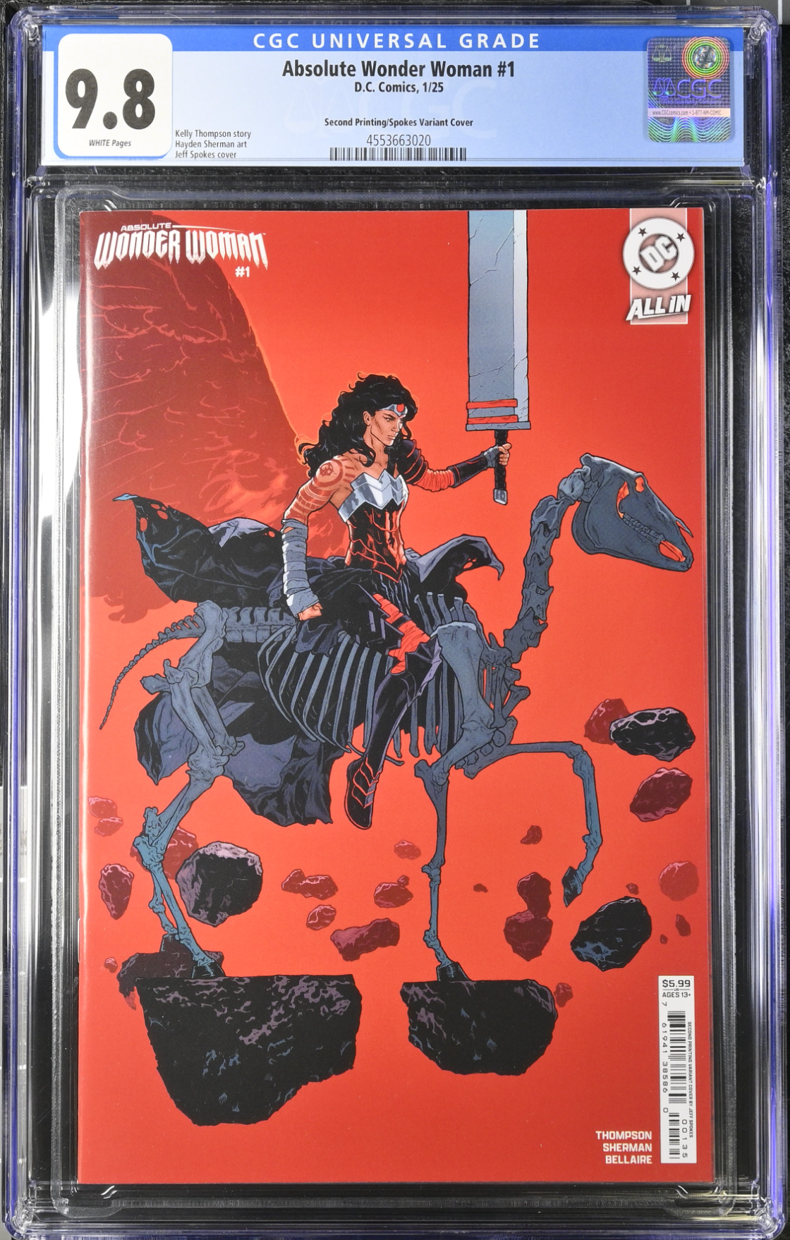 Absolute Wonder Woman #1 Second Printing Spokes Variant CGC 9.8