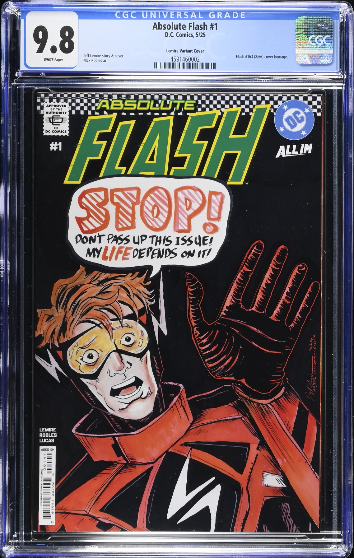 Absolute Flash #1 Lemire 1:25 Retailer Incentive Variant CGC 9.8