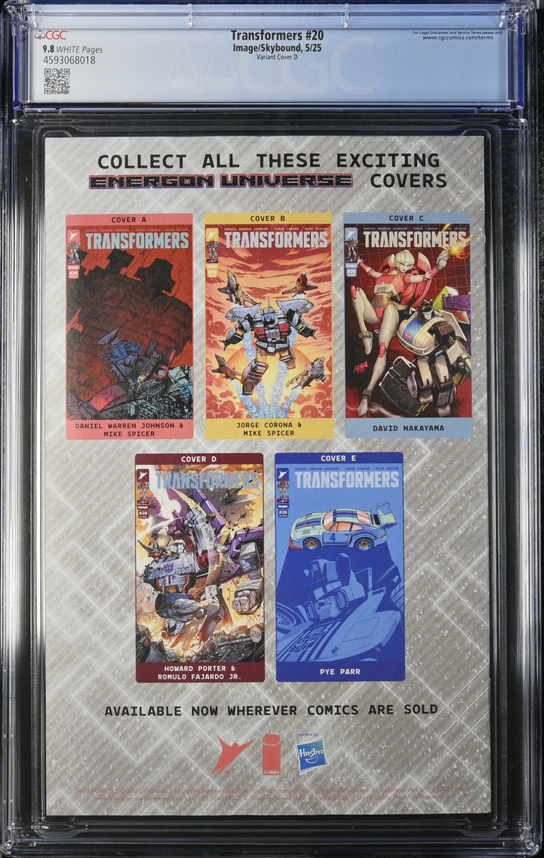Transformers #20 Porter 1:25 Retailer Incentive Variant CGC 9.8