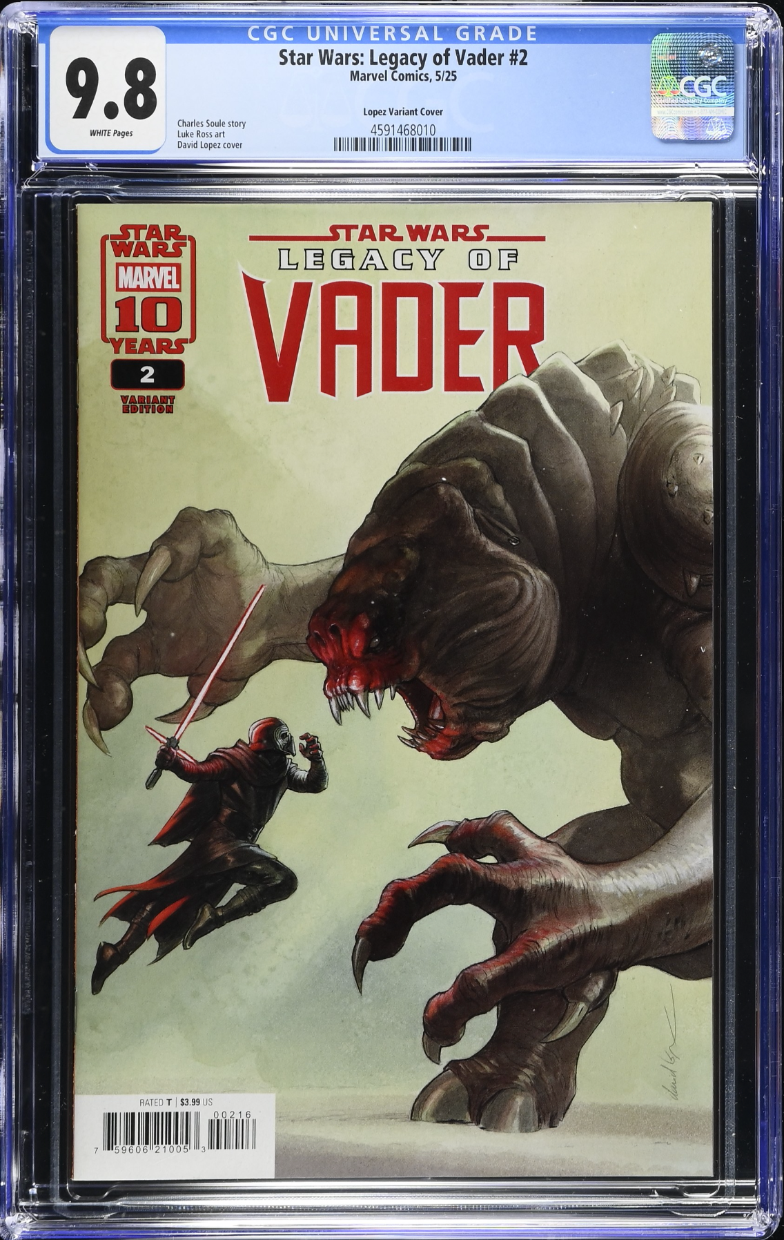 Star Wars: Legacy of Vader #2 Lopez 1:25 Retailer Incentive Variant CGC 9.8