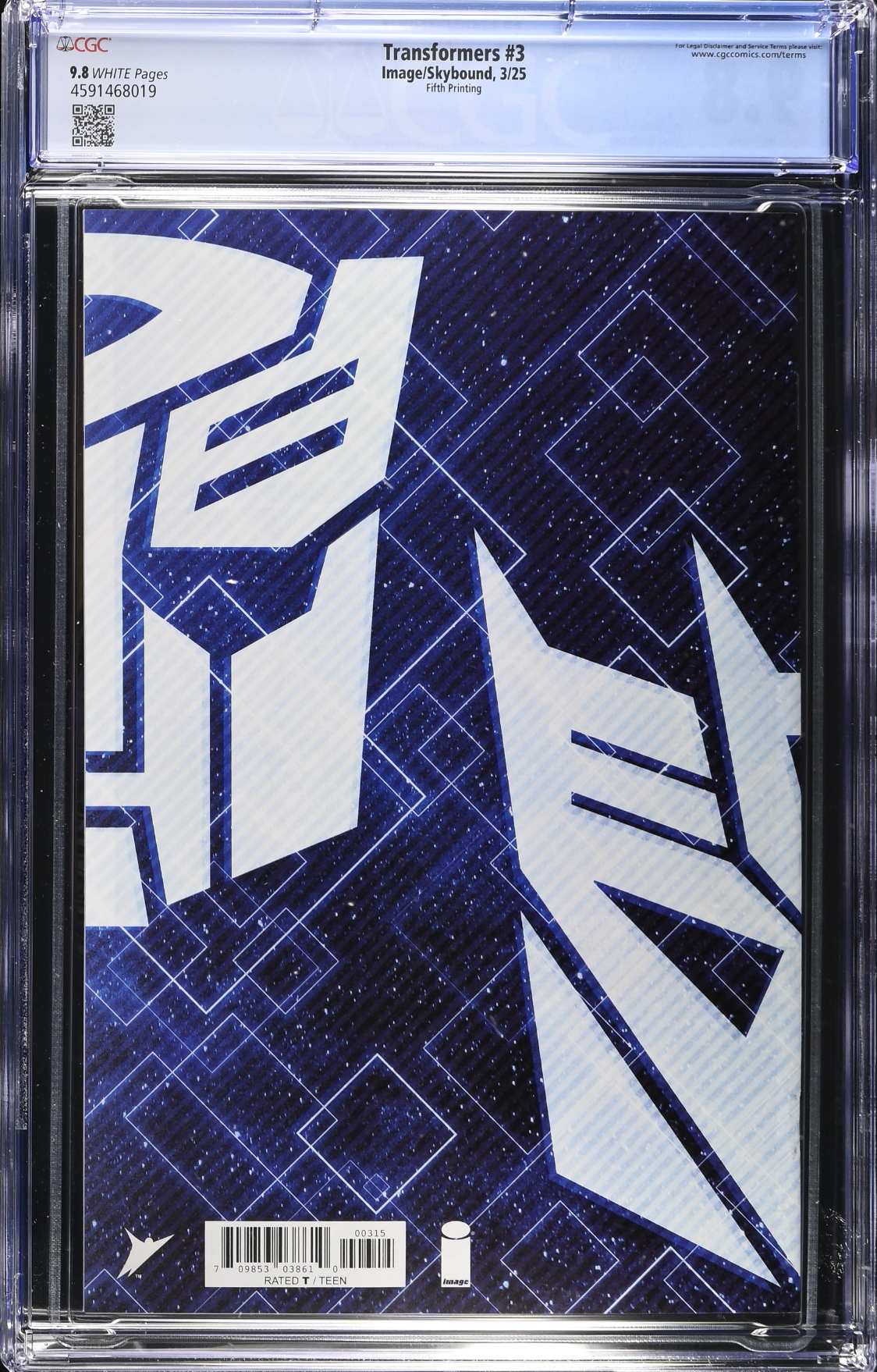 Transformers #3 Fifth Printing CGC 9.8