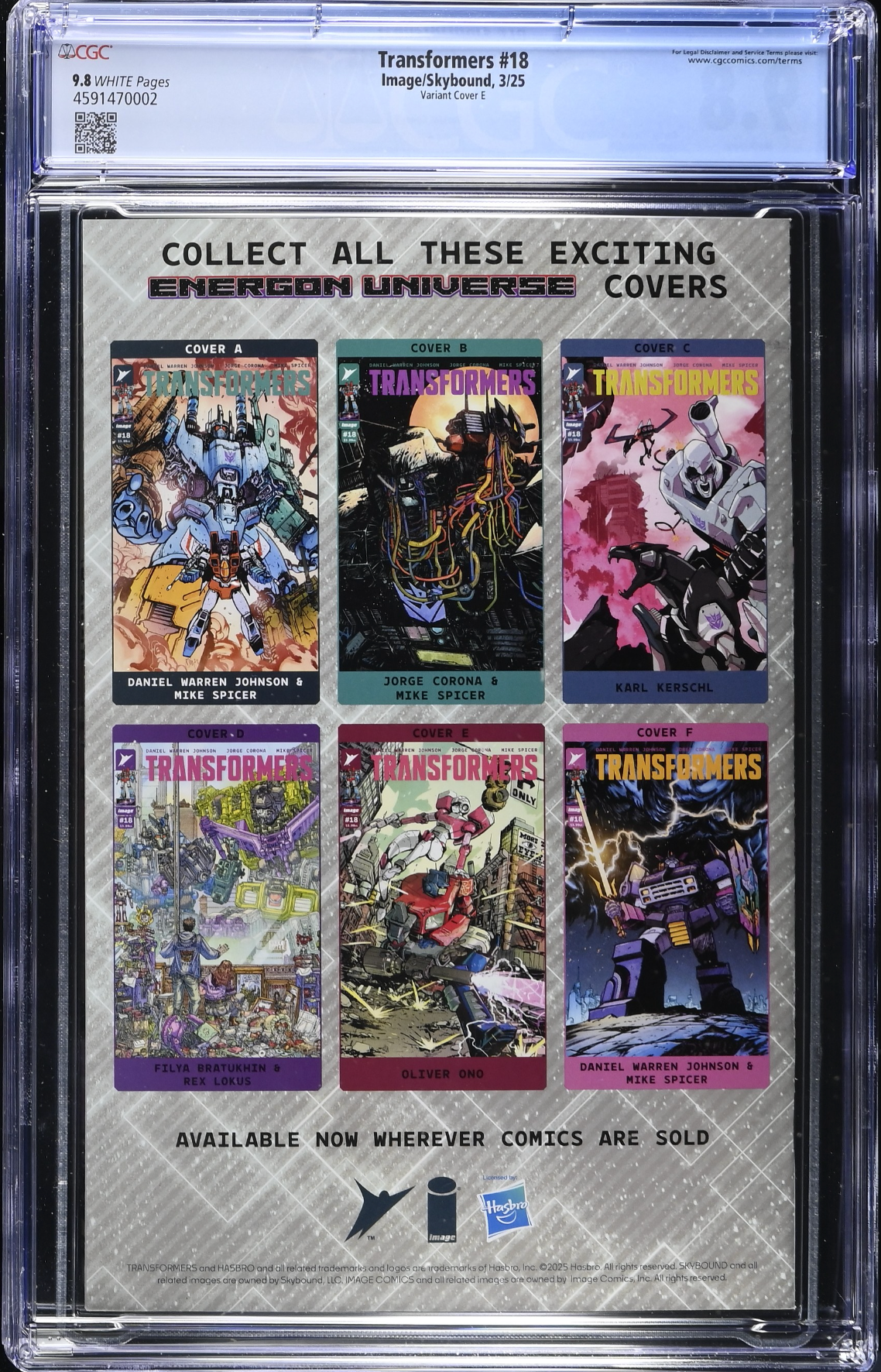 Transformers #18 Ono 1:50 Retailer Incentive Variant CGC 9.8
