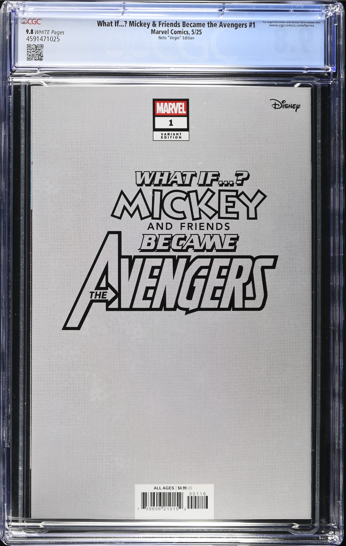Marvel & Disney: What If...? Mickey & Friends Became the Avengers #1 Noto 1:50 Virgin Retailer Incentive Variant CGC 9.8