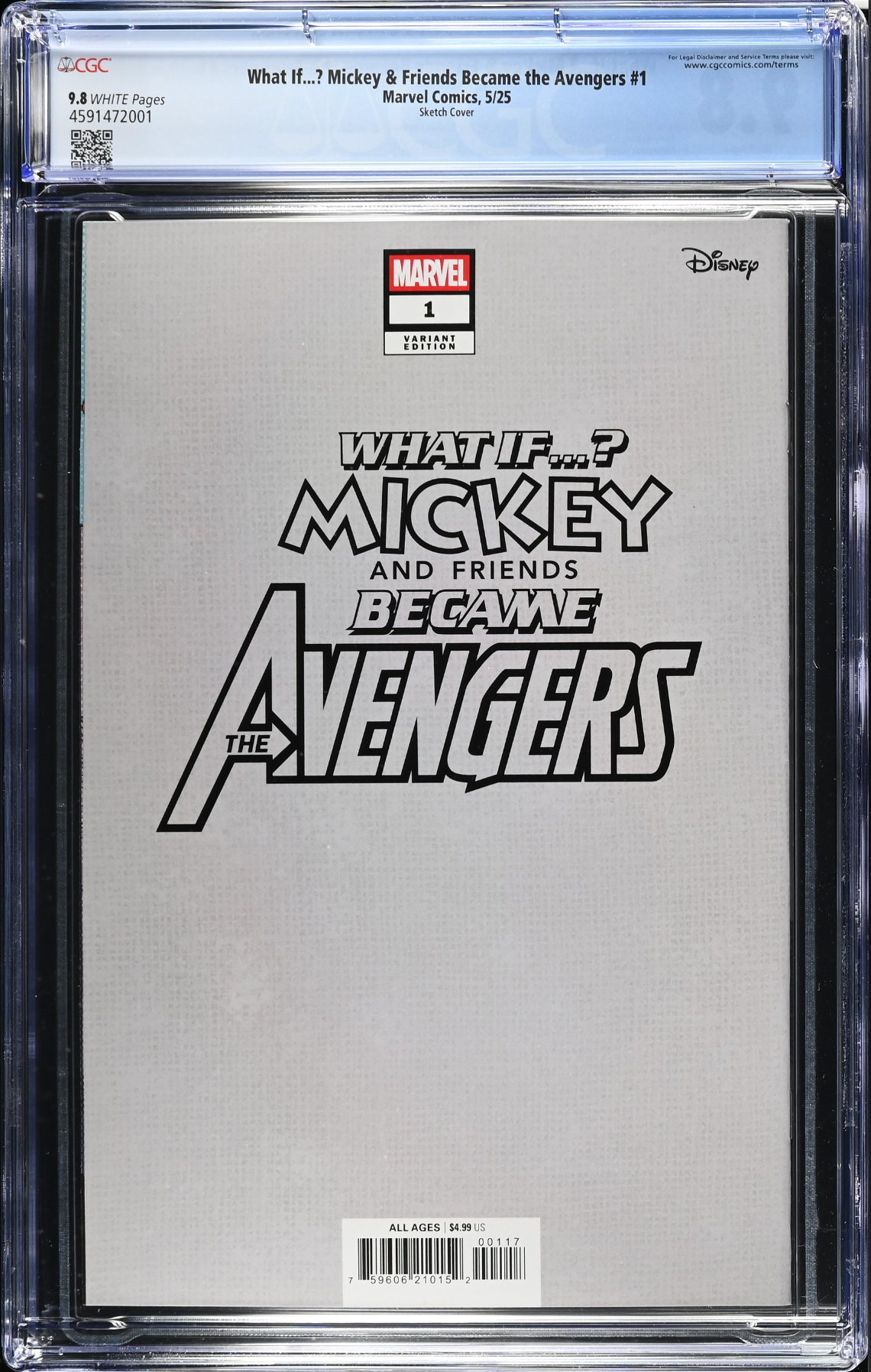 Marvel & Disney: What If...? Mickey & Friends Became the Avengers #1 Pastrovicchio 1:100 B/W Retailer Incentive Variant CGC 9.8