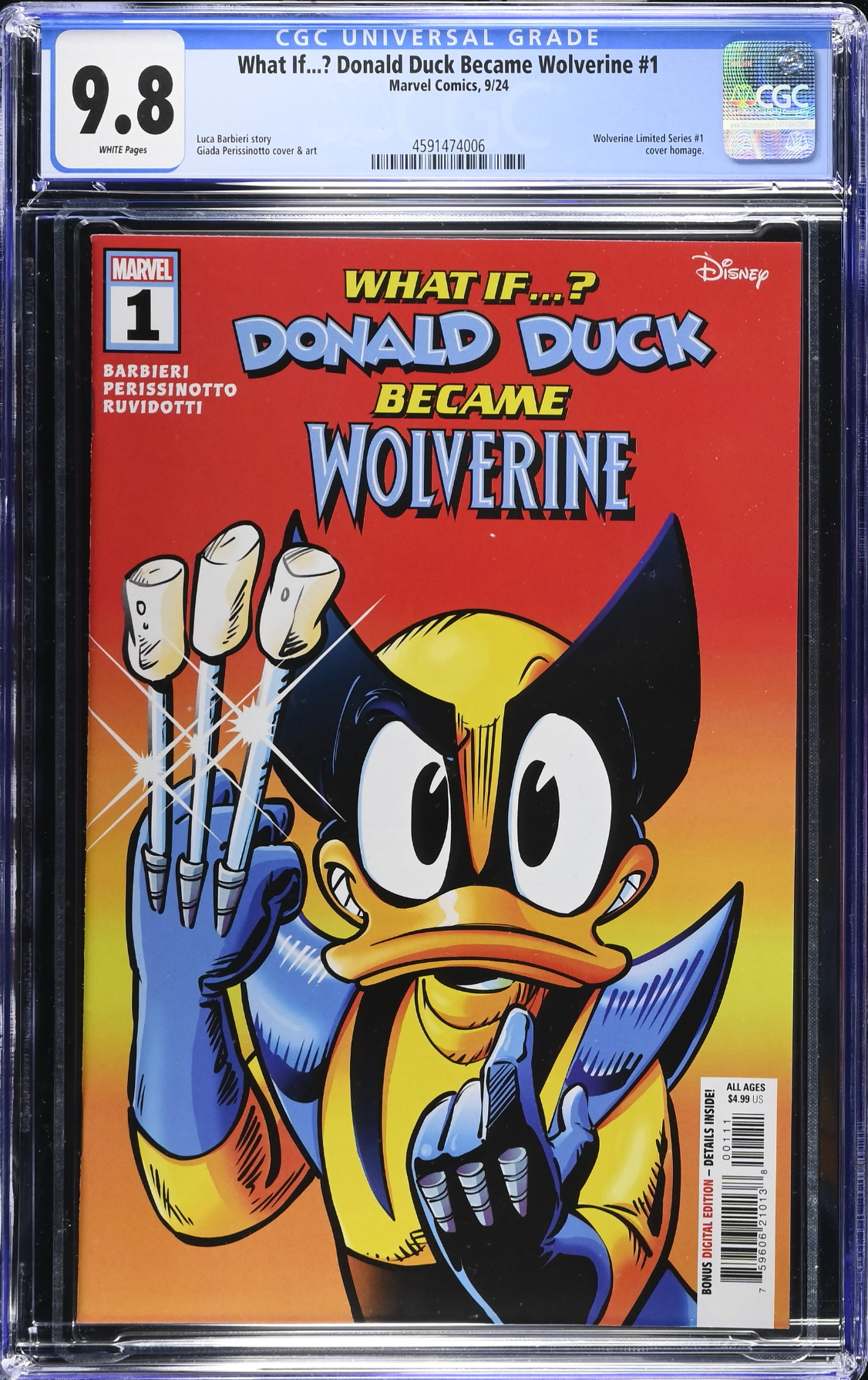 Marvel & Disney: What If...? Donald Duck Became Wolverine #1 CGC 9.8