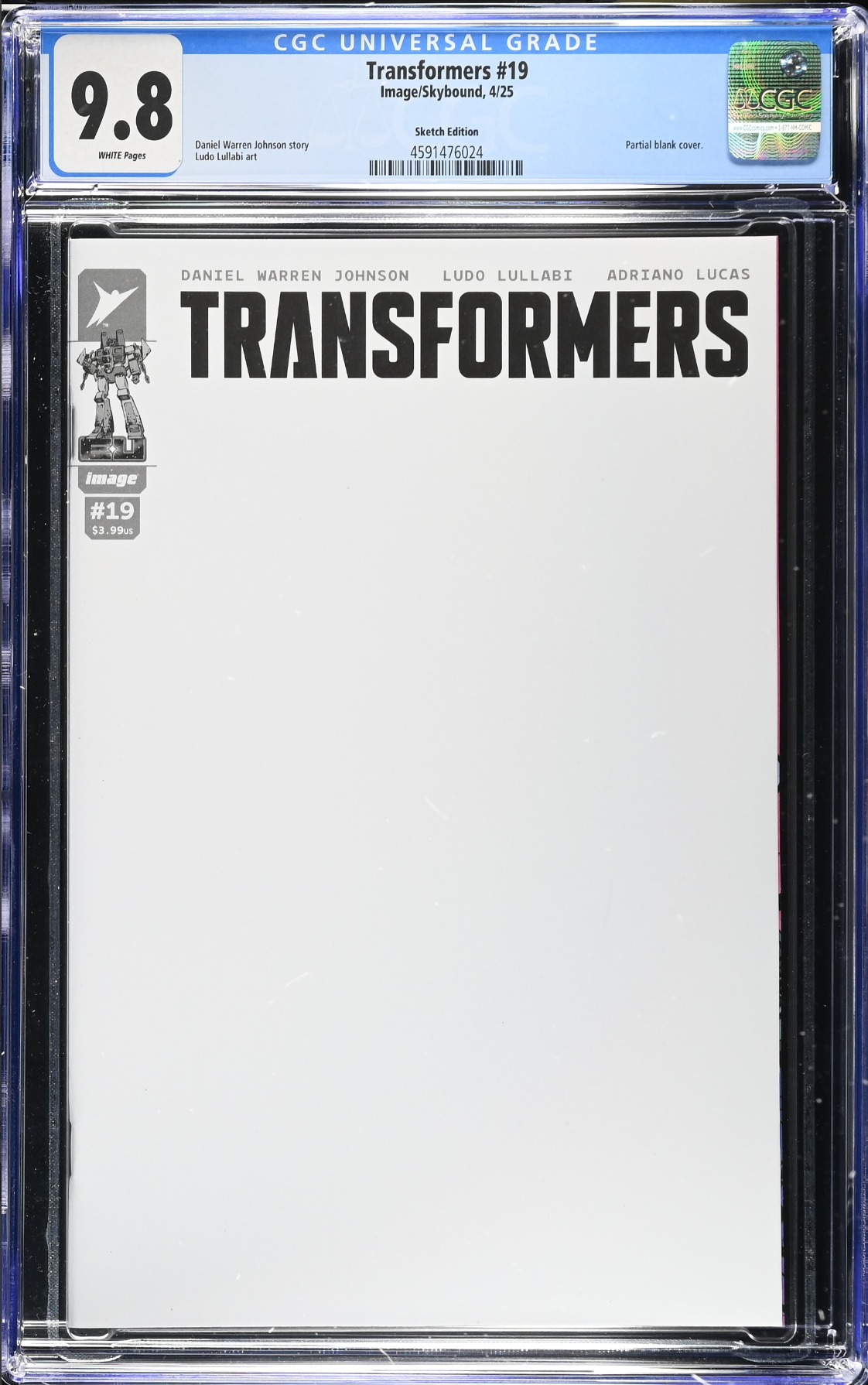 Transformers #19 Blank Sketch Variant CGC 9.8