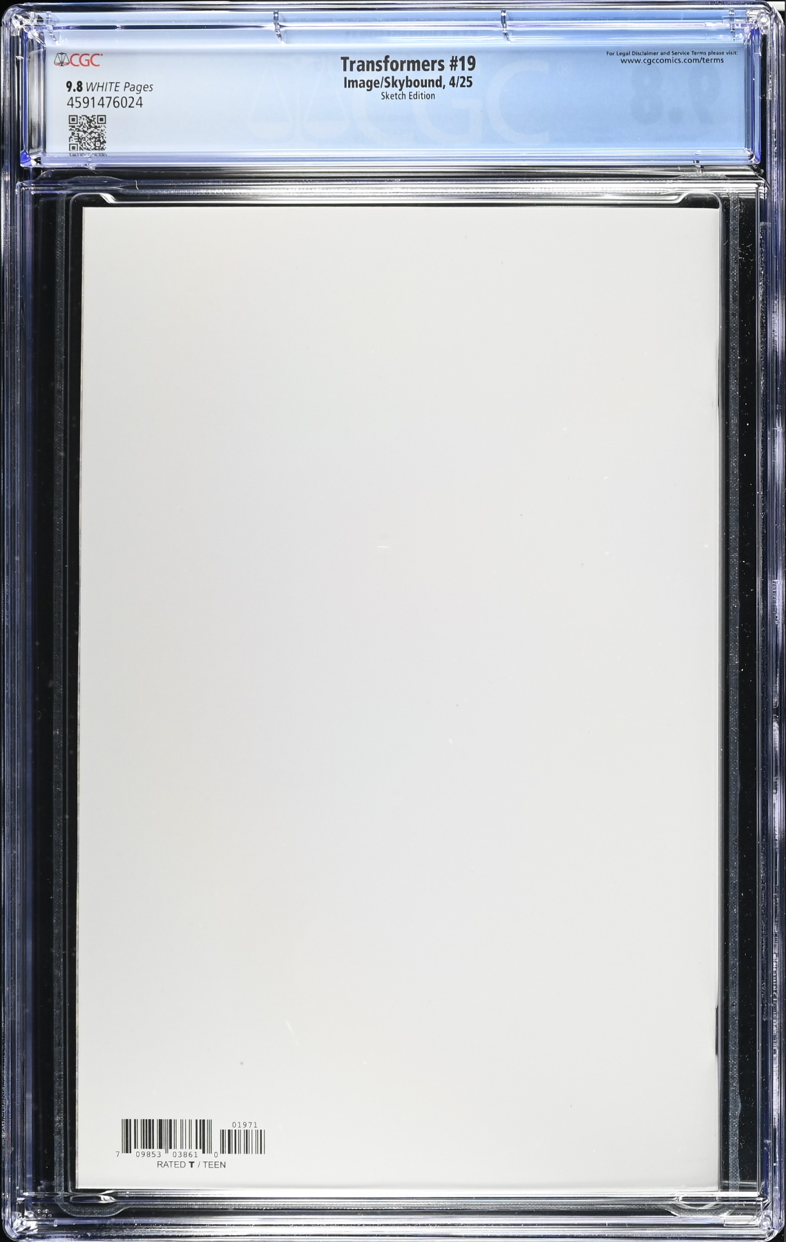 Transformers #19 Blank Sketch Variant CGC 9.8