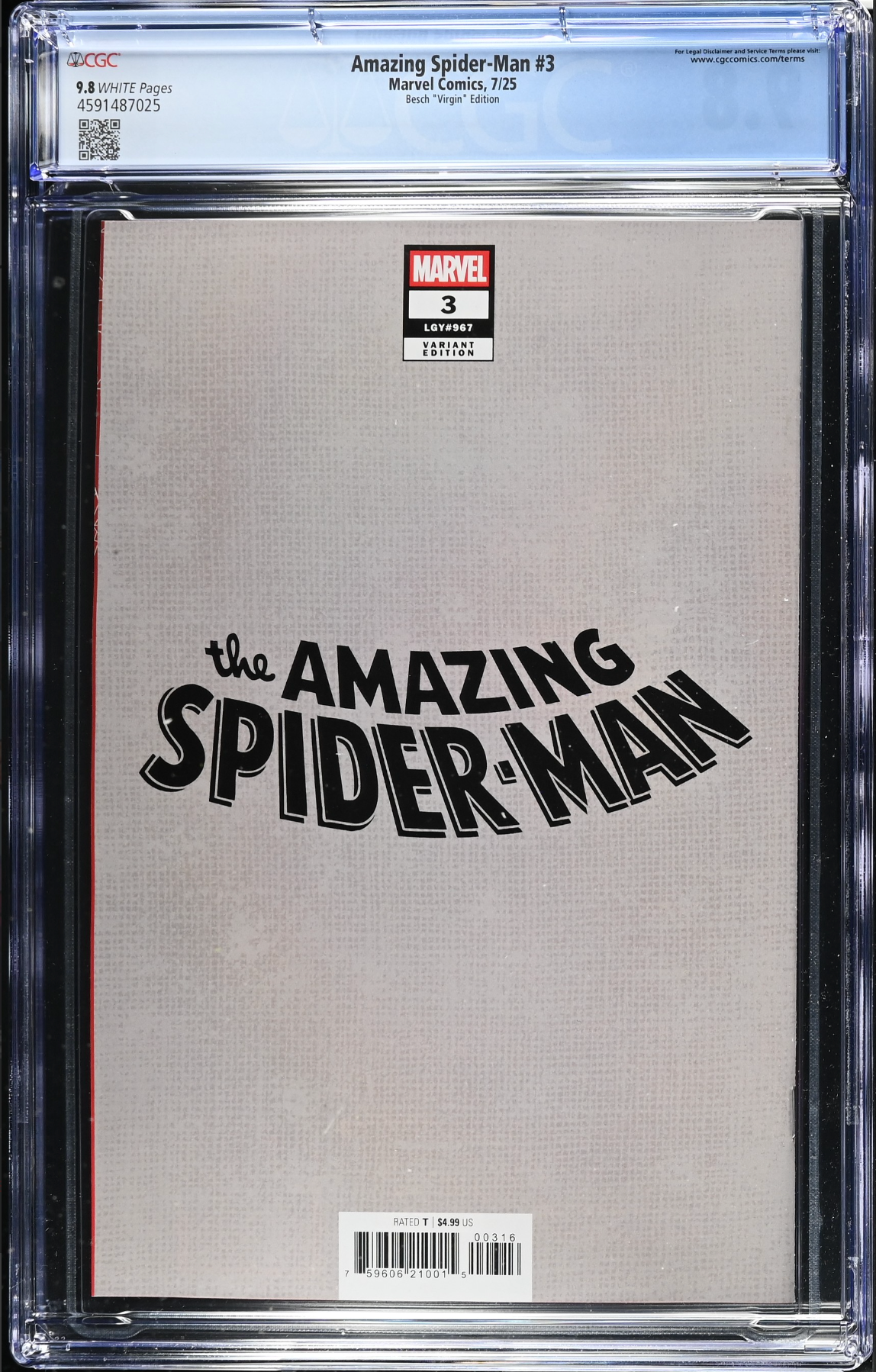 Amazing Spider-Man #3 Besch 1:100 Virgin Retailer Incentive Variant CGC 9.8