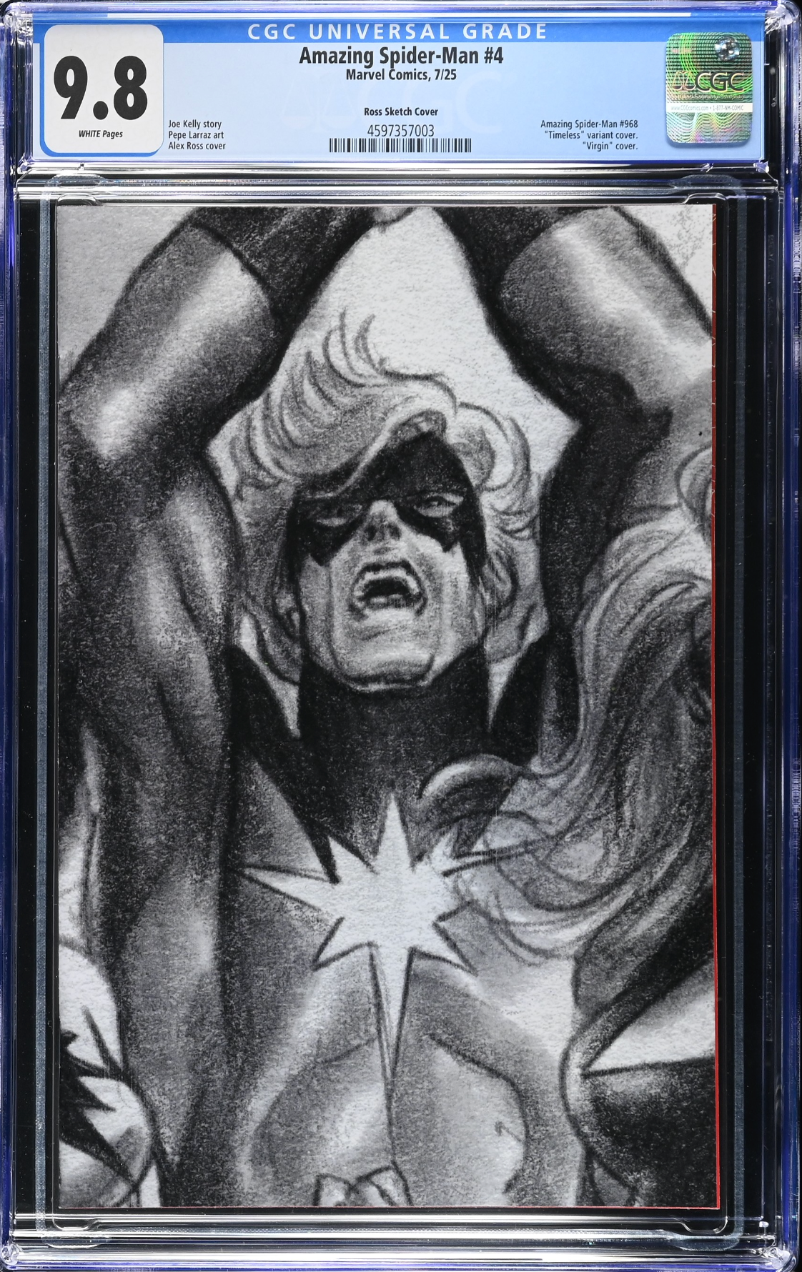 Amazing Spider-Man #4 Ross Timeless 1:100 Virgin Sketch Retailer Incentive Variant CGC 9.8