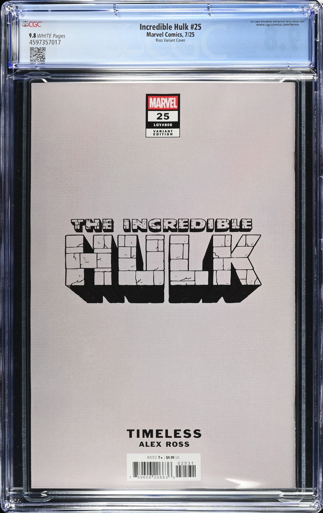 The Incredible Hulk #25 Ross Timeless Variant CGC 9.8