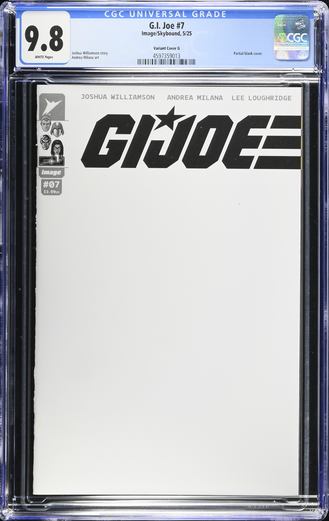 G.I. Joe #7 Blank Sketch Variant CGC 9.8