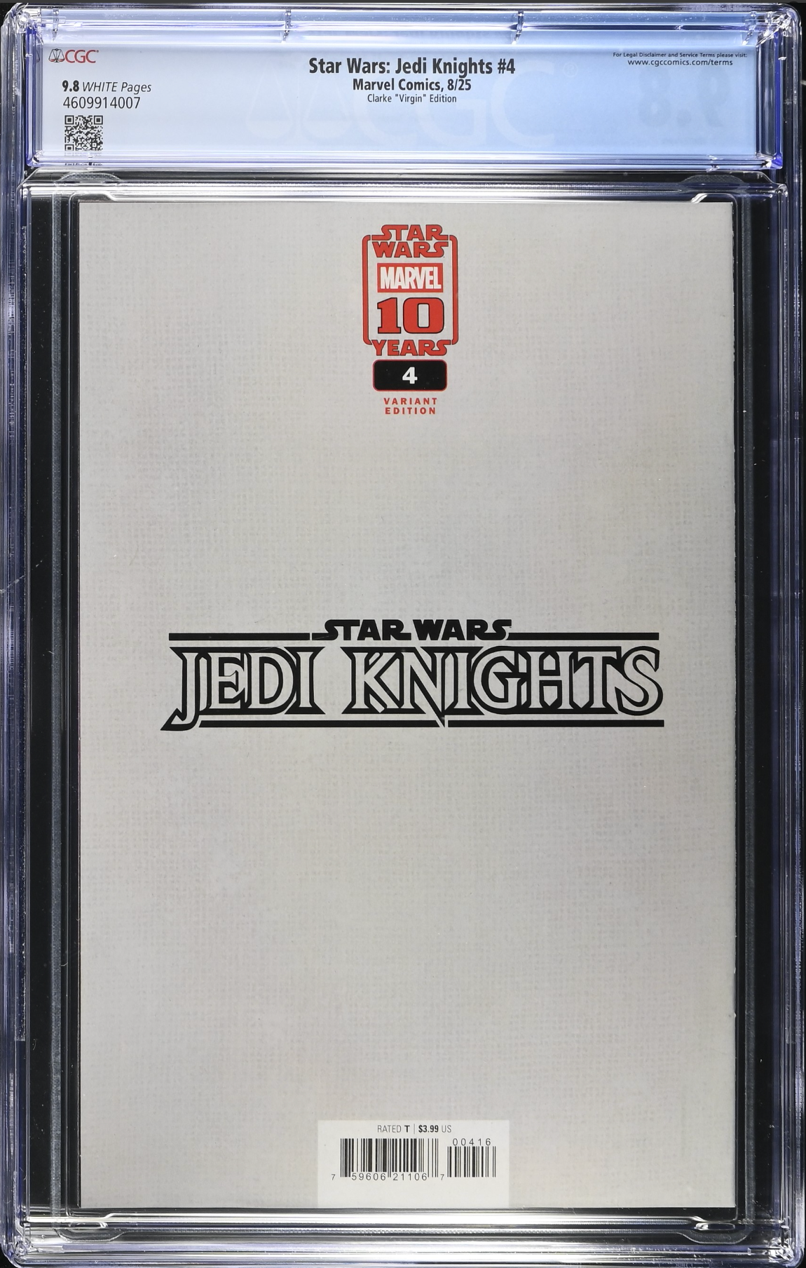 Star Wars: Jedi Knights #4 Clarke 1:100 Virgin Retailer Incentive Variant CGC 9.8