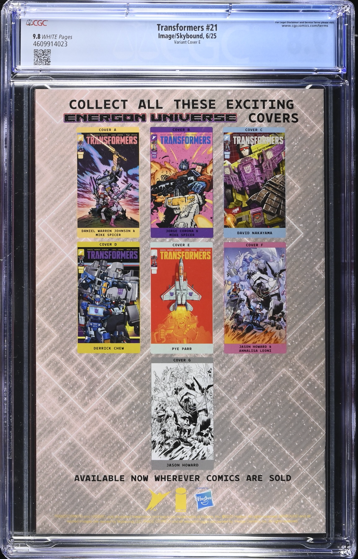 Transformers #21 Parr 1:50 Retailer Incentive Variant CGC 9.8