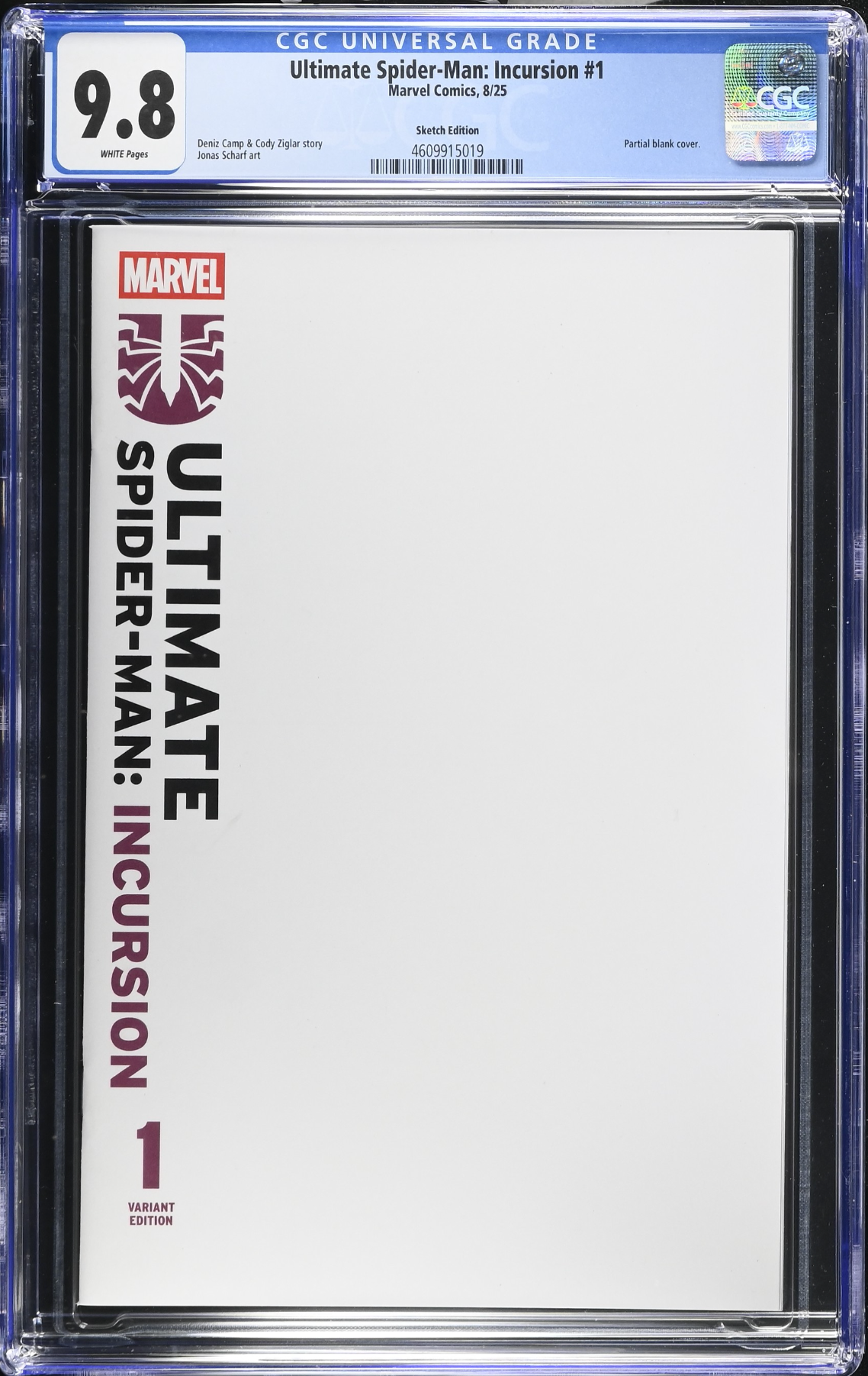 Ultimate Spider-Man: Incursion #1 Blank Sketch Variant CGC 9.8