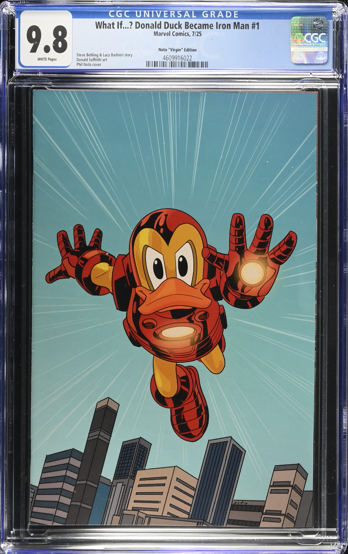 Marvel & Disney: What If...? Donald Duck Became Iron Man #1 Noto 1:100 Virgin Retailer Incentive Variant CGC 9.8