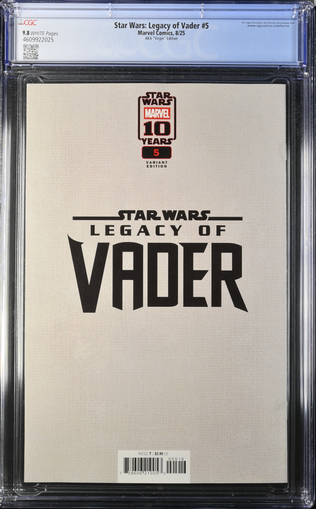 Star Wars: Legacy of Vader #5 Aka 1:50 Virgin Retailer Incentive Variant CGC 9.8
