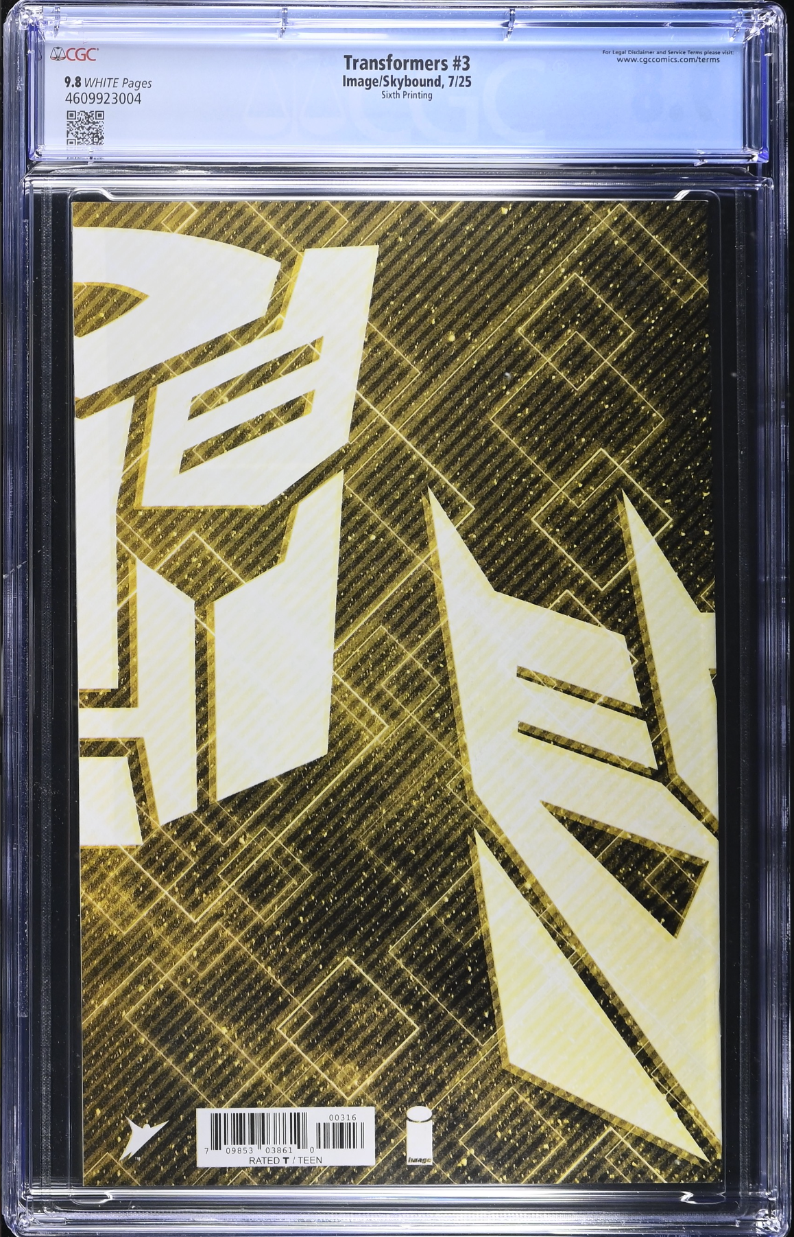 Transformers #3 Sixth Printing CGC 9.8