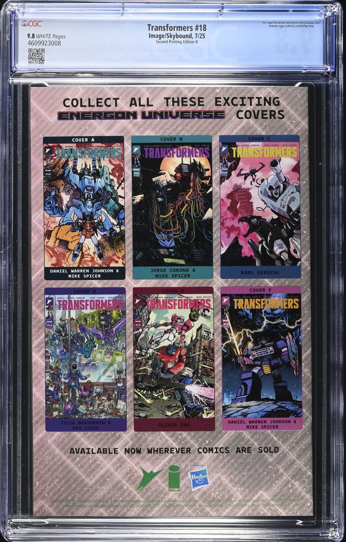 Transformers #18 Second Printing - Cover B - CGC 9.8