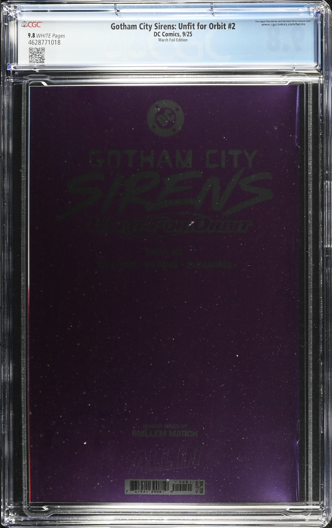 Gotham City Sirens: Unfit for Orbit #2 March Foil Variant CGC 9.8