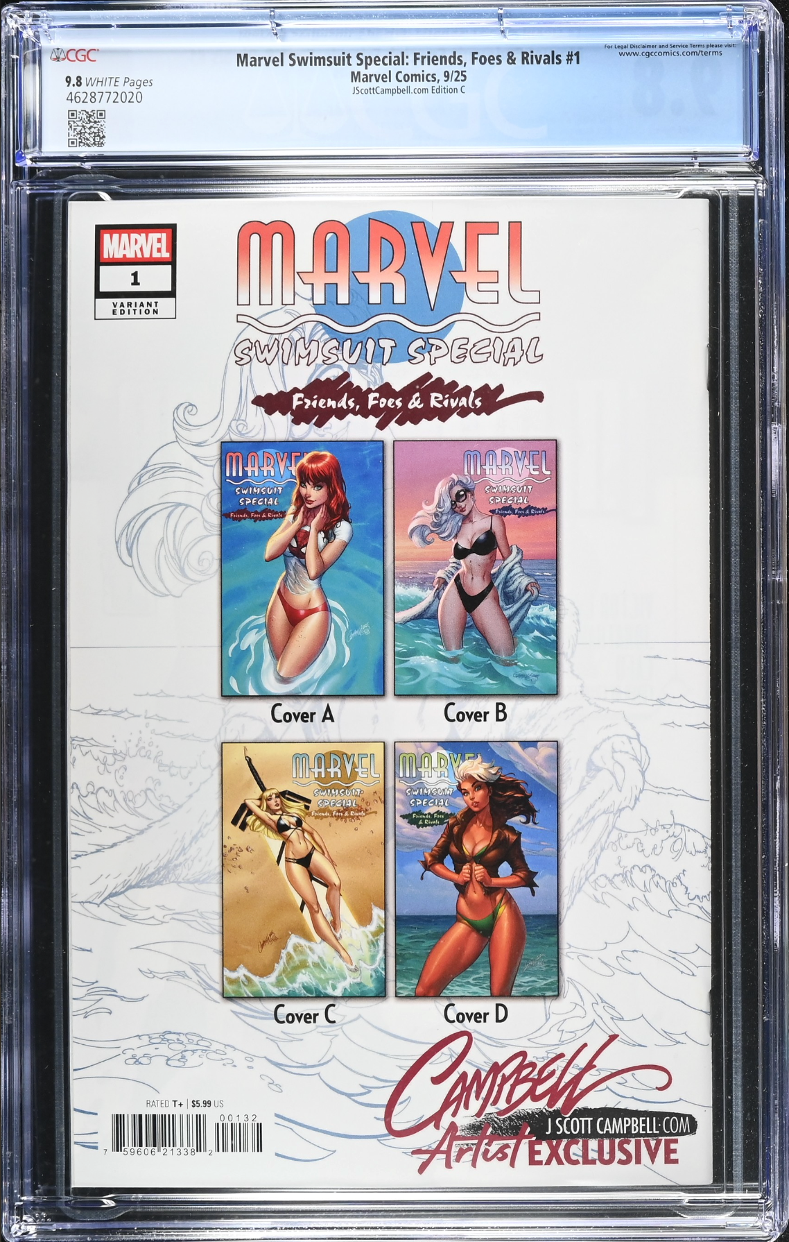 Marvel Swimsuit Special: Friends, Foes & Rivals #1 J. Scott Campbell Exclusive C - Magik - CGC 9.8