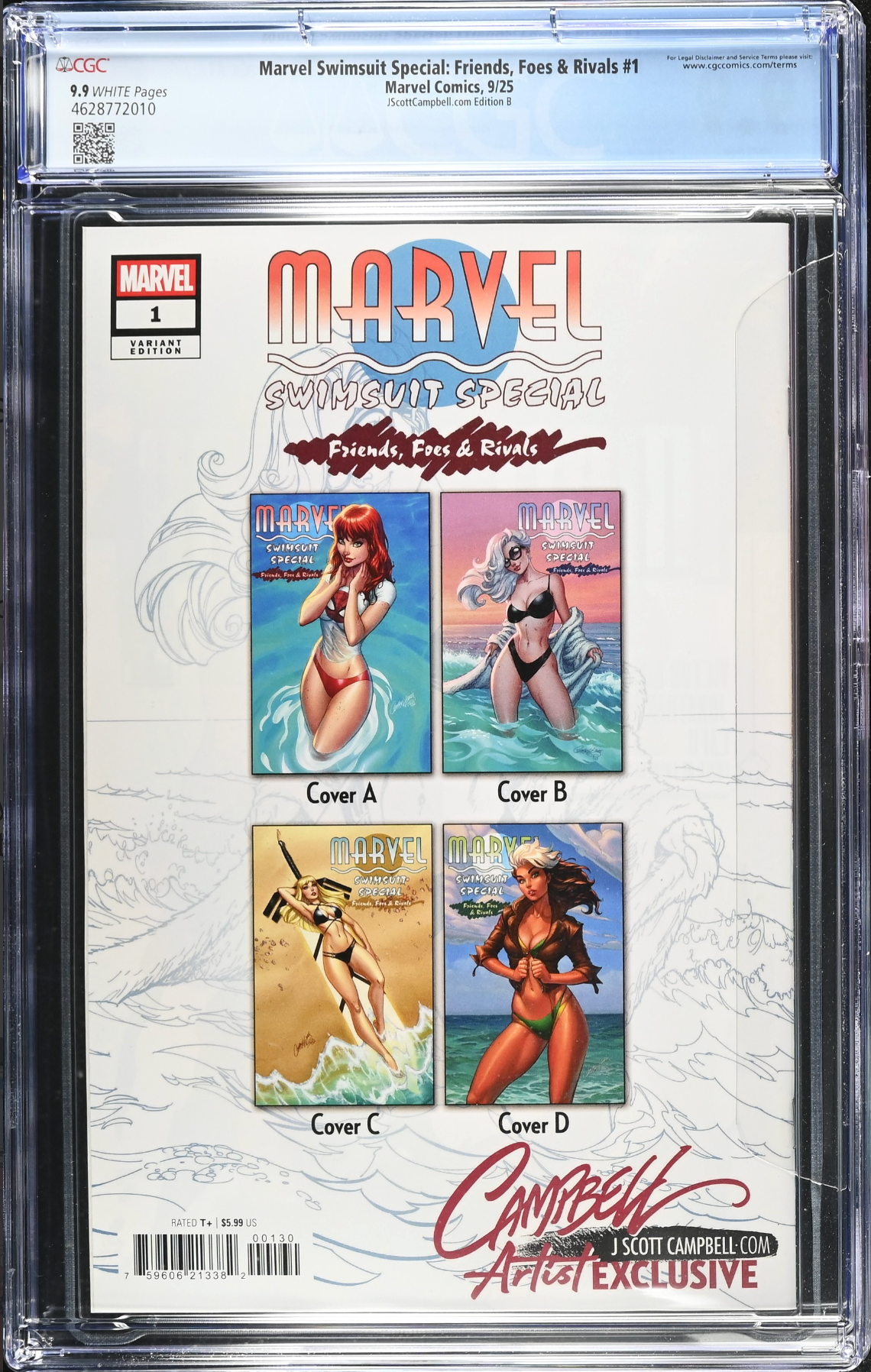 Marvel Swimsuit Special: Friends, Foes & Rivals #1 J. Scott Campbell Exclusive D - Rogue - CGC 9.9