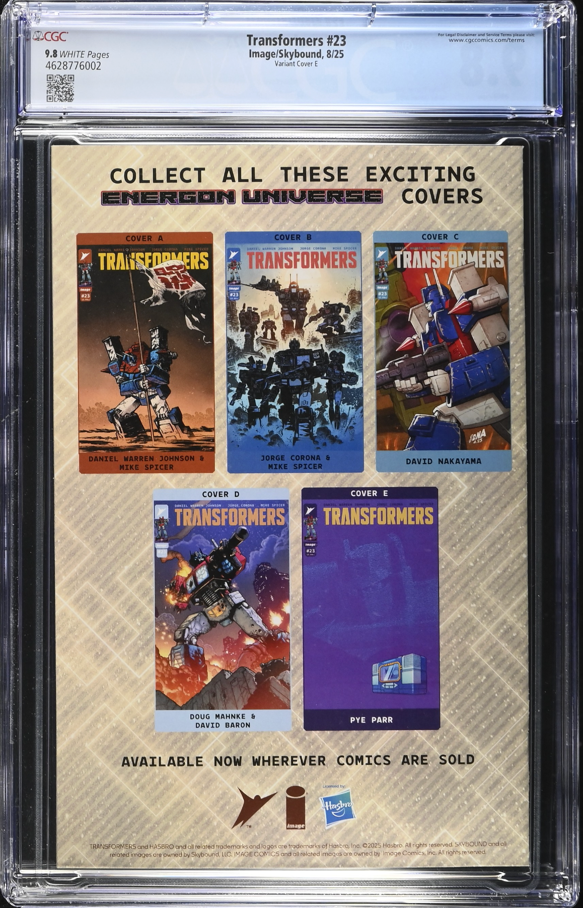 Transformers #23 Parr 1:50 Retailer Incentive Variant CGC 9.8