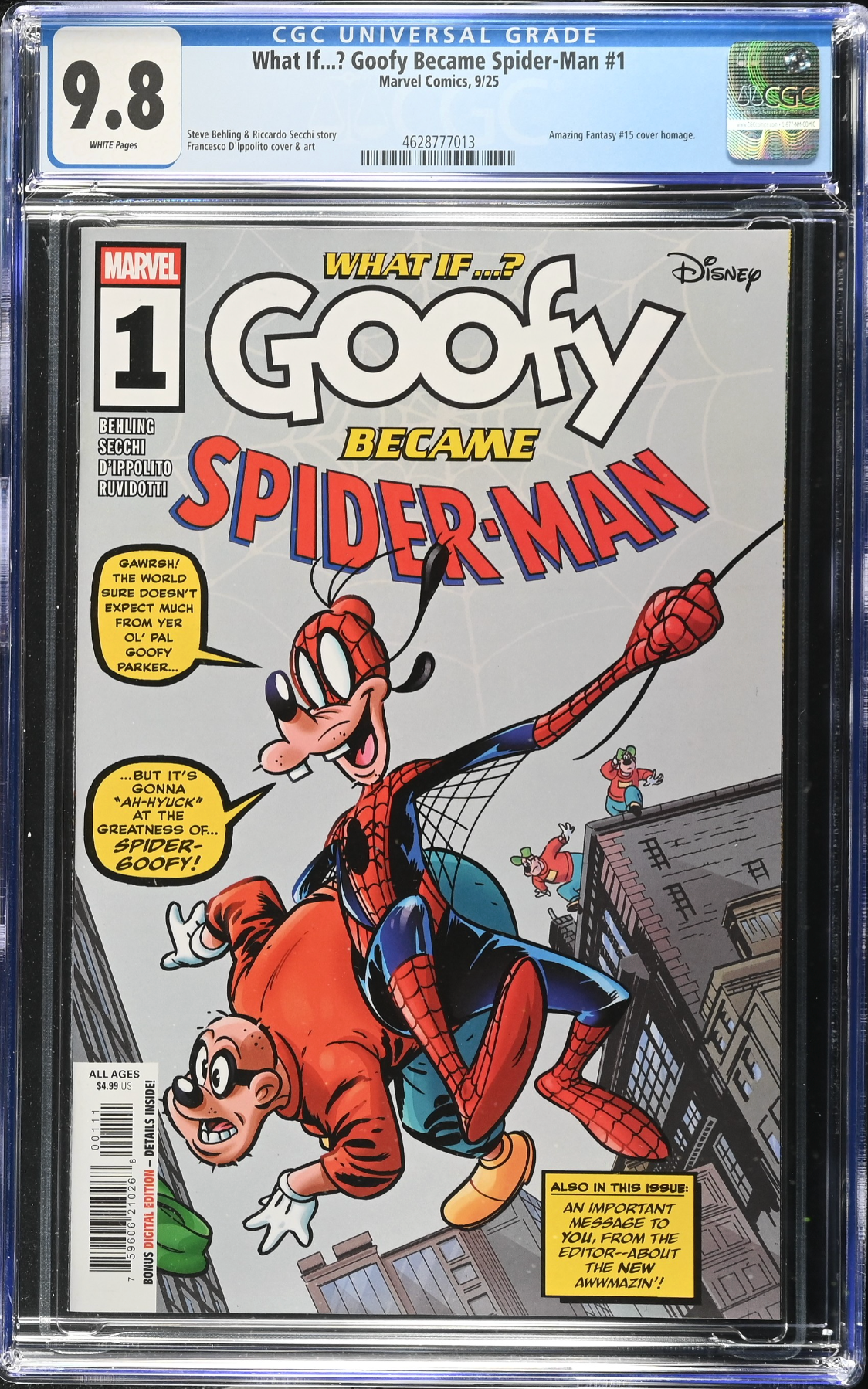 Marvel & Disney: What If...? Goofy Became Spider-Man #1 CGC 9.8