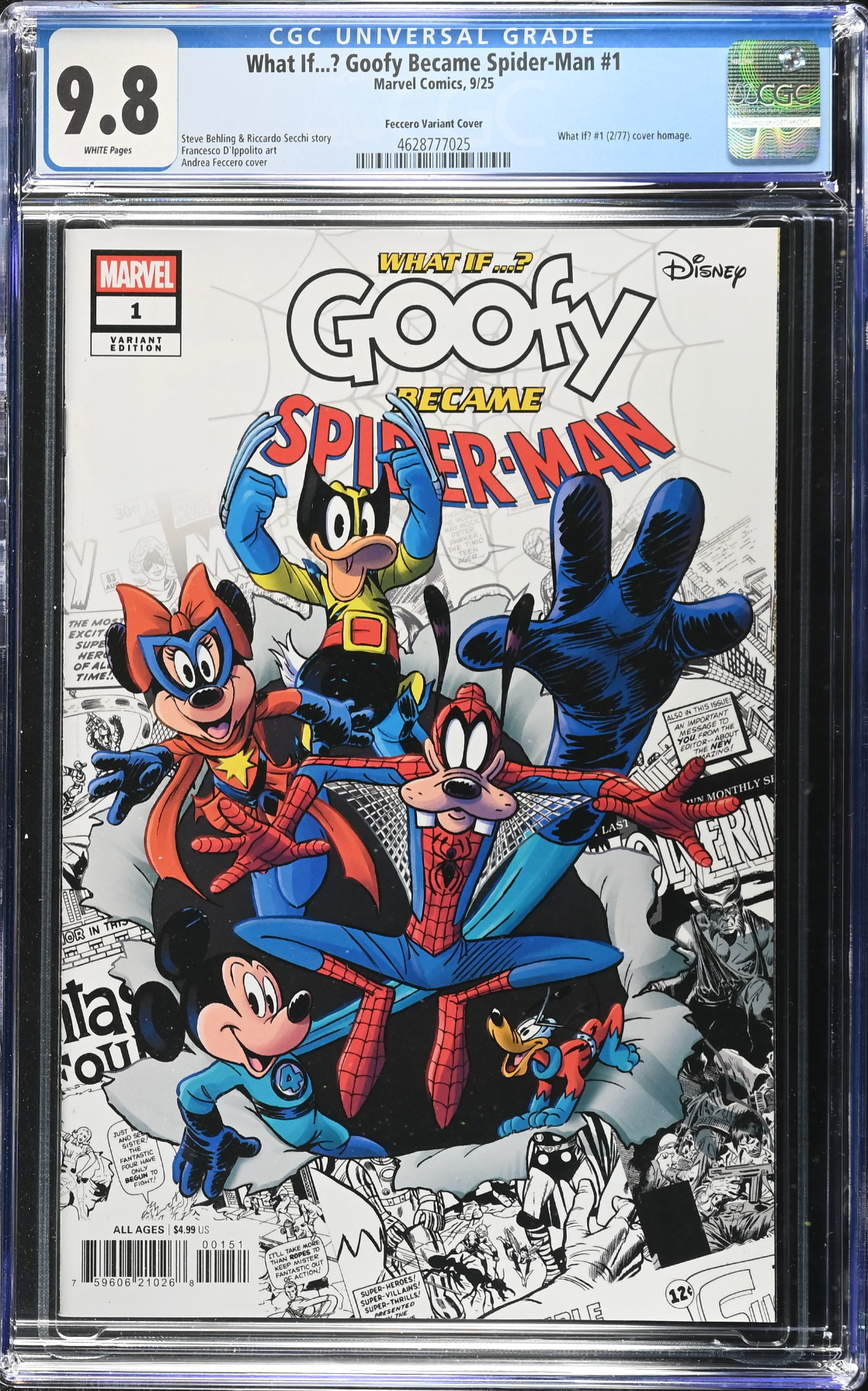 Marvel & Disney: What If...? Goofy Became Spider-Man #1 Feccero Variant CGC 9.8