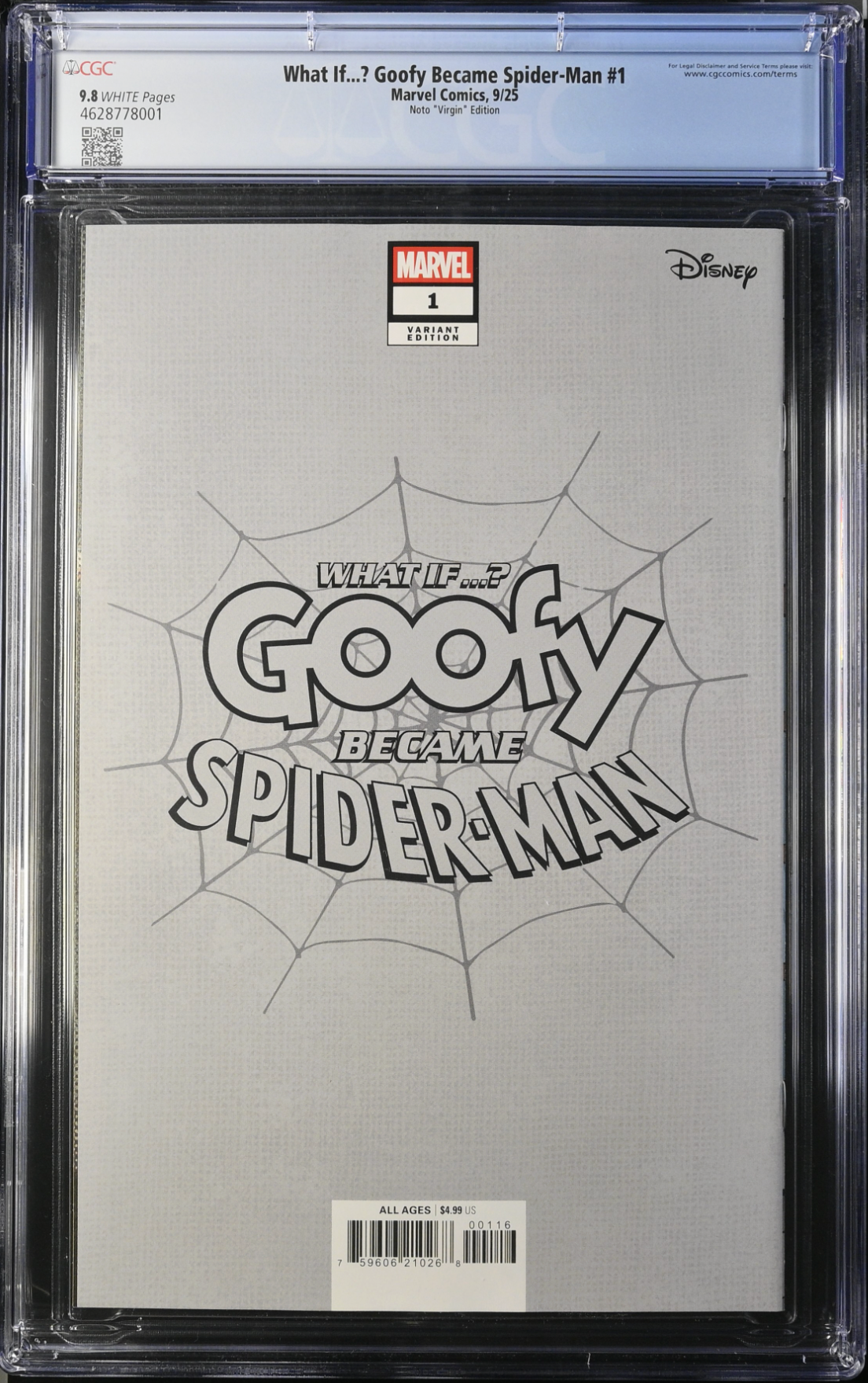 Marvel & Disney: What If...? Goofy Became Spider-Man #1 Noto 1:100 Virgin Retailer Incentive Variant CGC 9.8