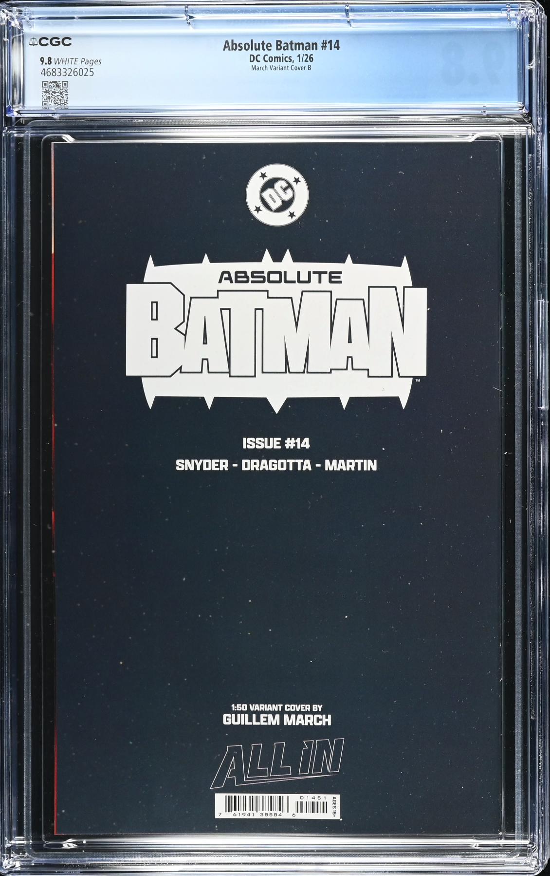 Absolute Batman #14 March 1:50 Virgin Retailer Incentive Variant CGC 9.8