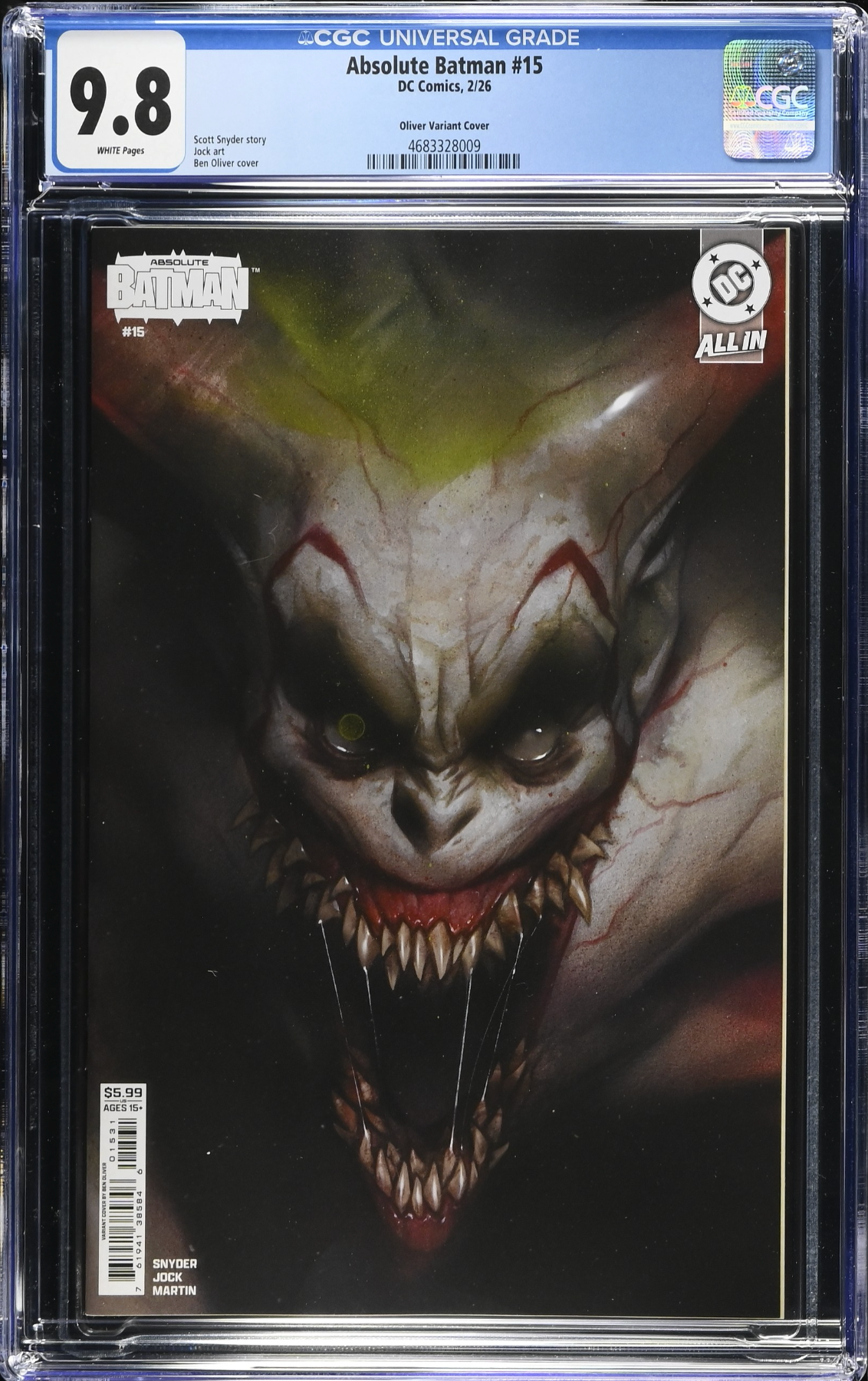 Absolute Batman #15 Oliver Variant CGC 9.8