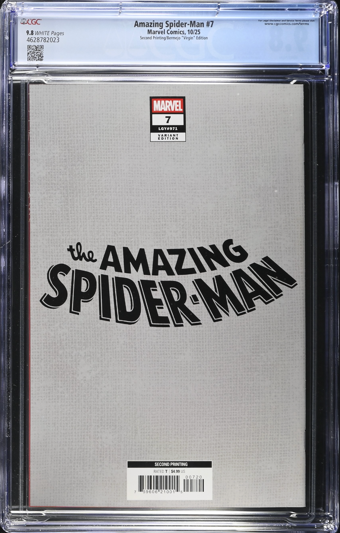 Amazing Spider-Man #7 Second Printing Bermejo 1:25 Retailer Incentive Variant CGC 9.8