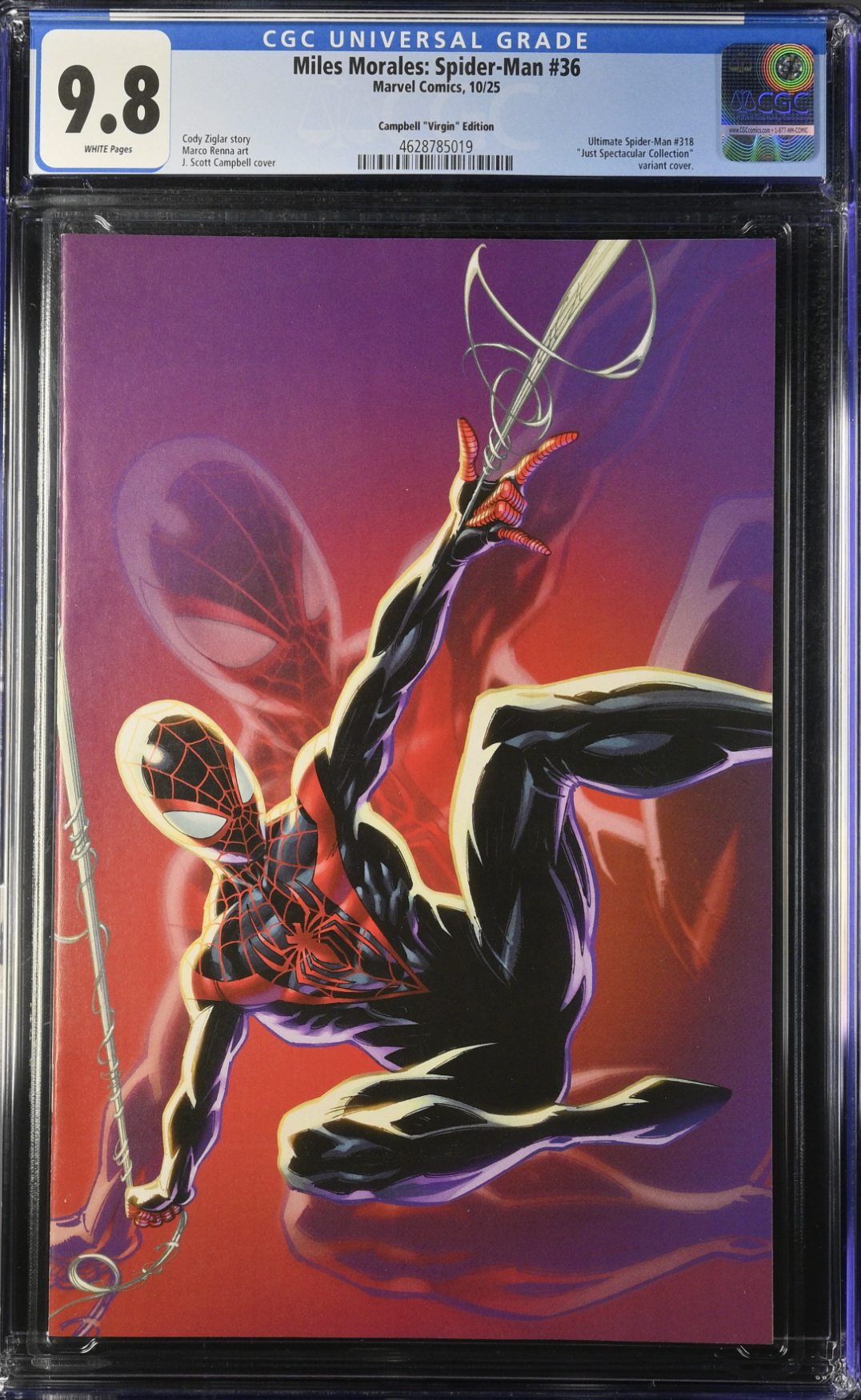 Miles Morales: Spider-Man #36 Campbell 1:100 Virgin Retailer Incentive Variant CGC 9.8