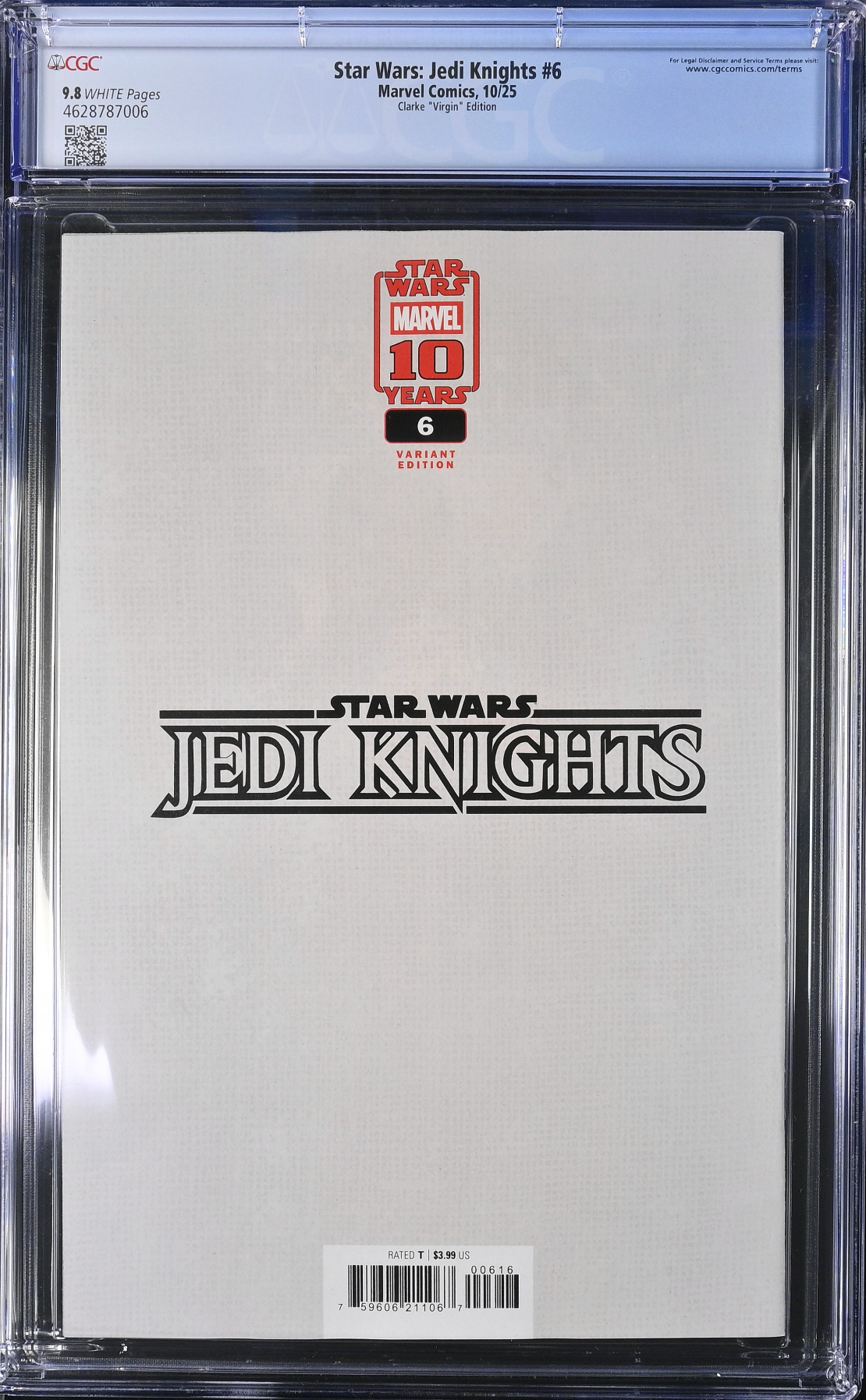 Star Wars: Jedi Knights #6 Clarke 1:50 Virgin Retailer Incentive Variant CGC 9.8